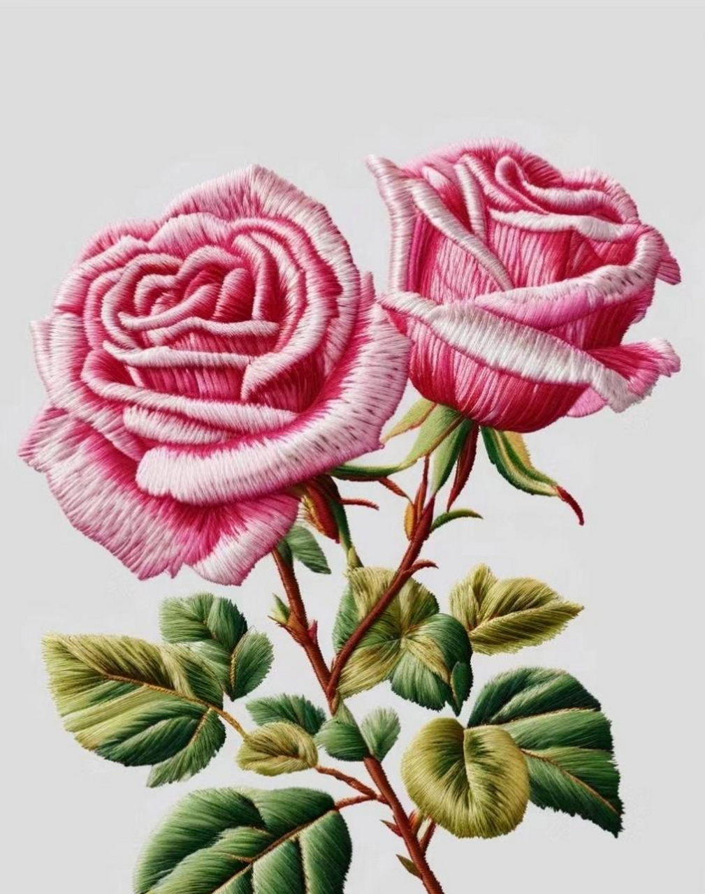 玫瑰刺绣61手工艺术 刺绣玫瑰迷眼神,线条细腻手工艺.