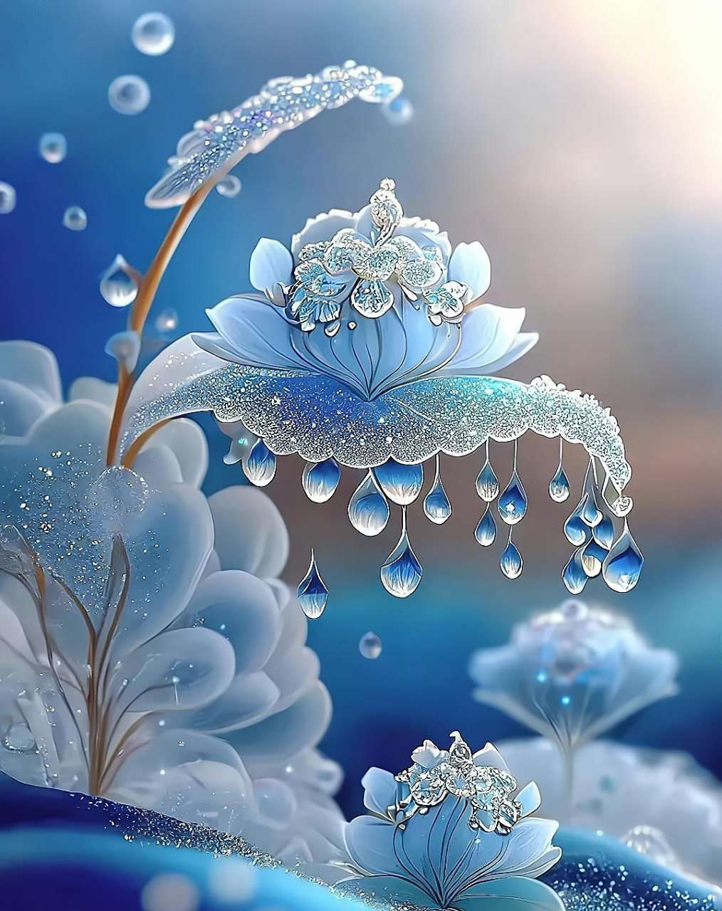 美如玉61高贵 蓝色清莹美丽花,像似珠宝美如玉.