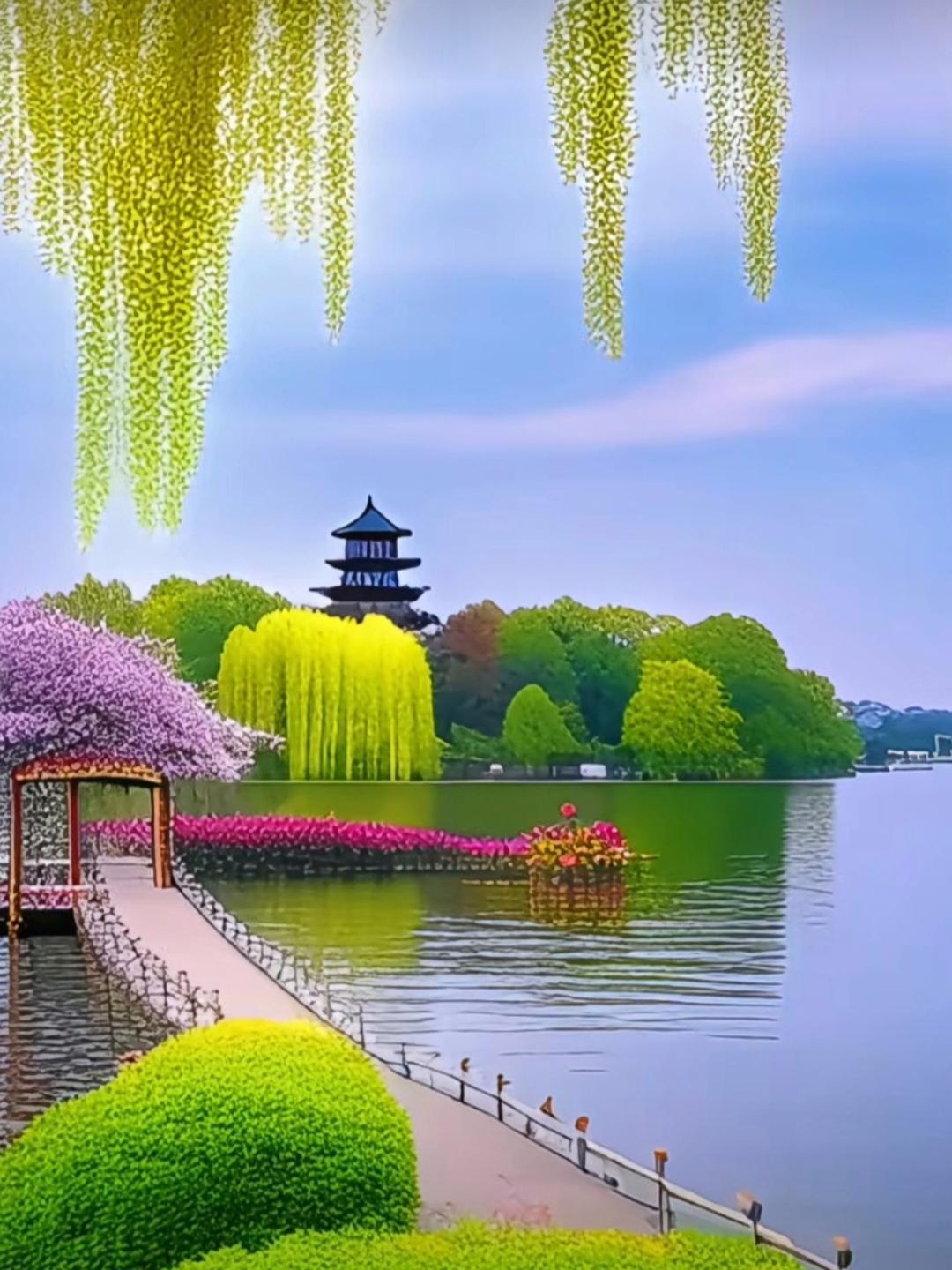 自然之美心灵幽静 一步一景春盎然,自然馈赠山水景