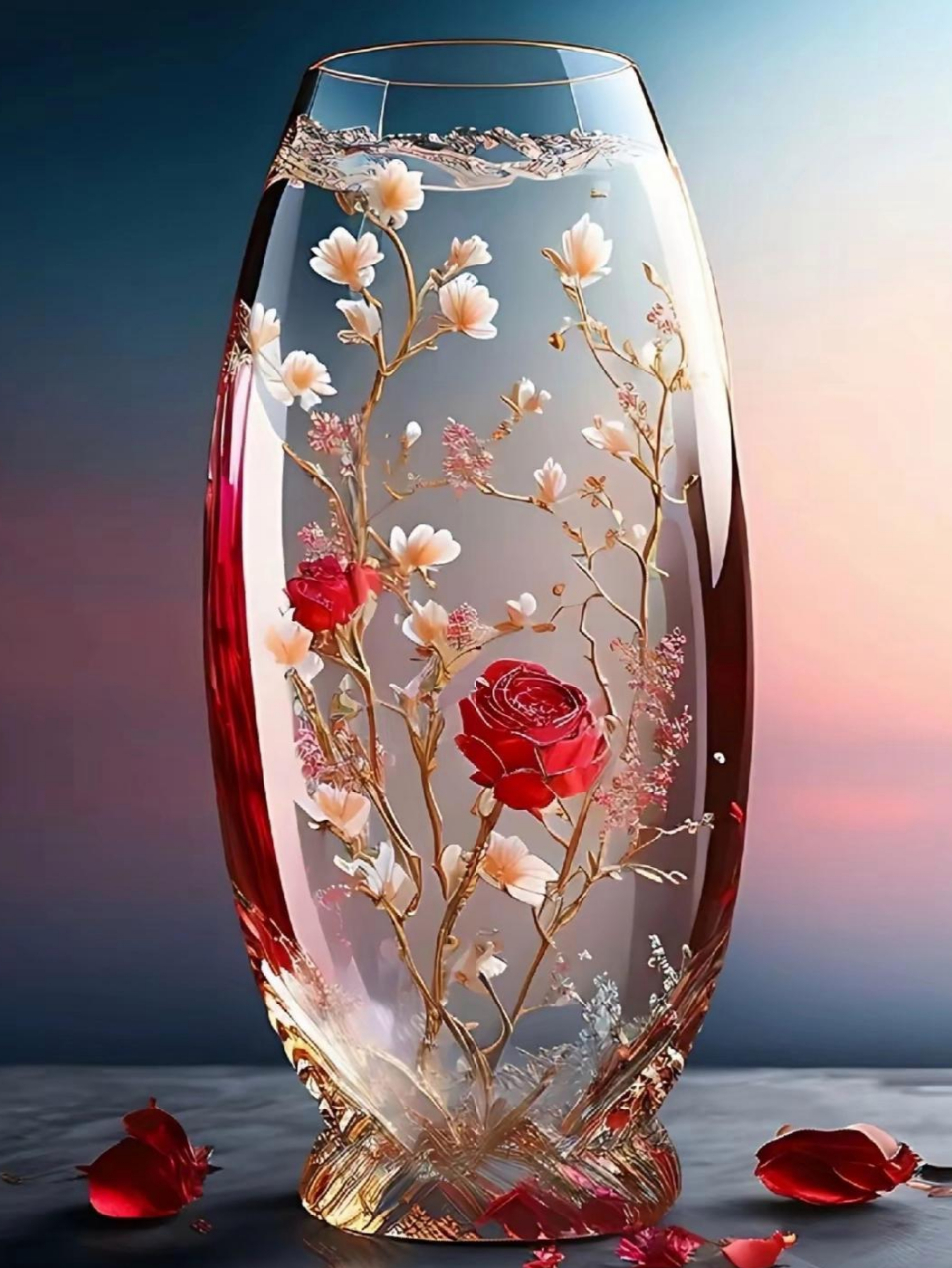 平平安安61美丽娇艳 玫瑰花朵花瓶中,美丽娇艳藏心中.