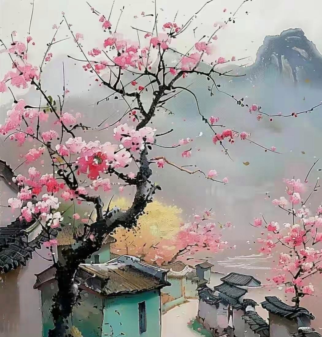 山寺桃花盛开中国山水 中国山水有诗意,桃花盛开如梦幻