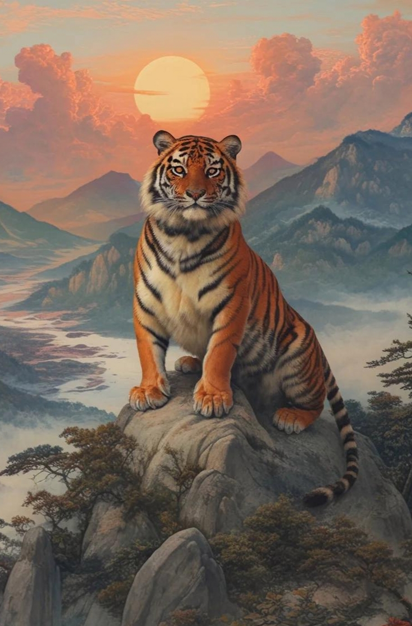 虎啸61虎虎生威 山巅猛虎森林王,虎啸生风中国旺.