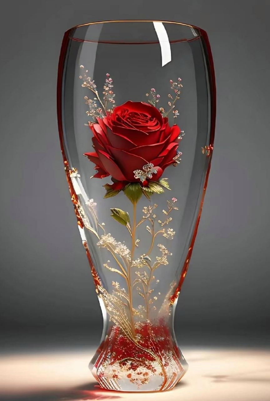 平平安安61美丽娇艳 玫瑰花朵花瓶中,美丽娇艳藏心中.