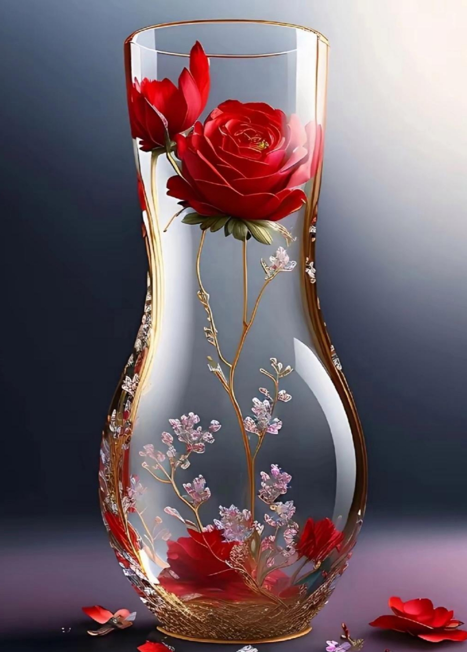 平平安安61美丽娇艳 玫瑰花朵花瓶中,美丽娇艳藏心中.