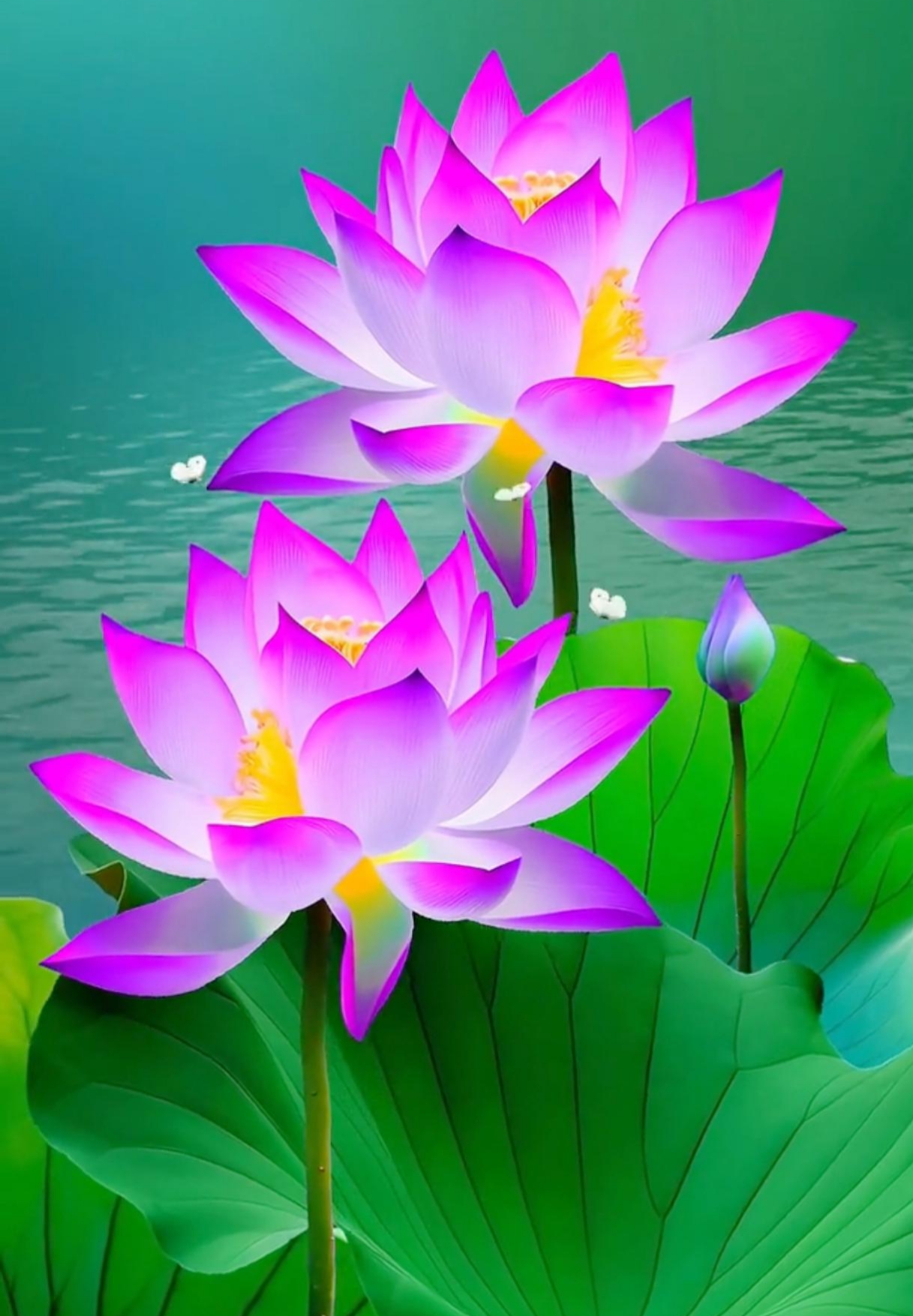 荷花 阳光洒落荷花池,花朵温馨而宁静