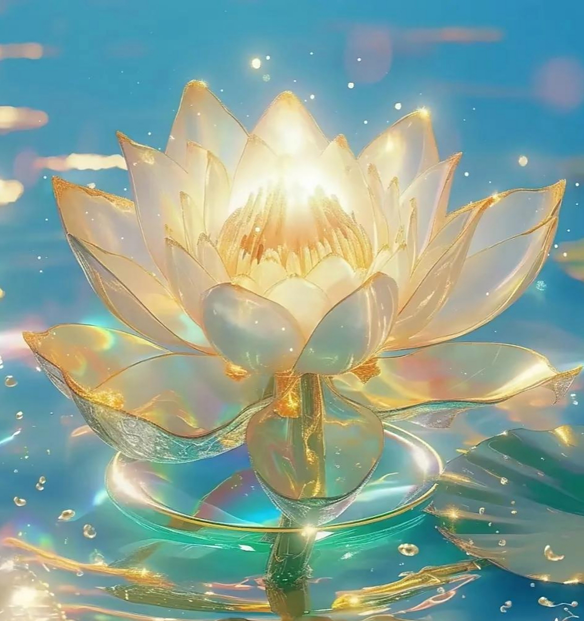 荷花倒影清晰见,佛光普照心自省