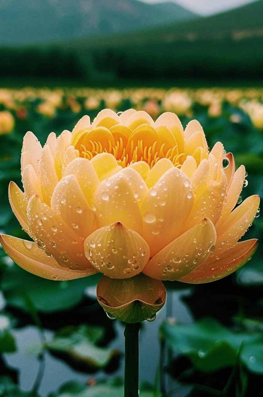 荷颜悦色61好运连连 黄荷花好运连连,财源滚滚财运来.