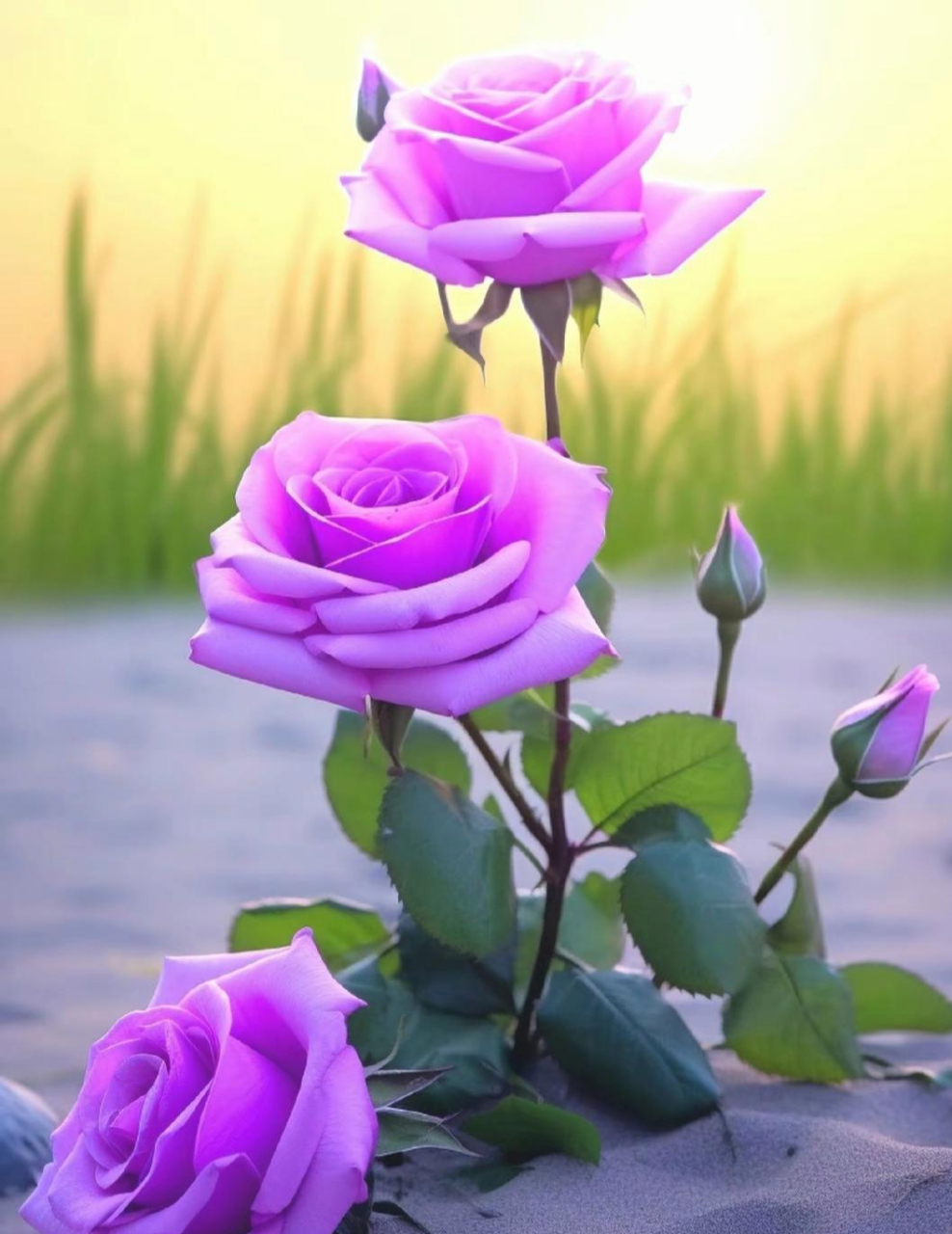 露水晶莹如珍珠,清新美丽花丛中.