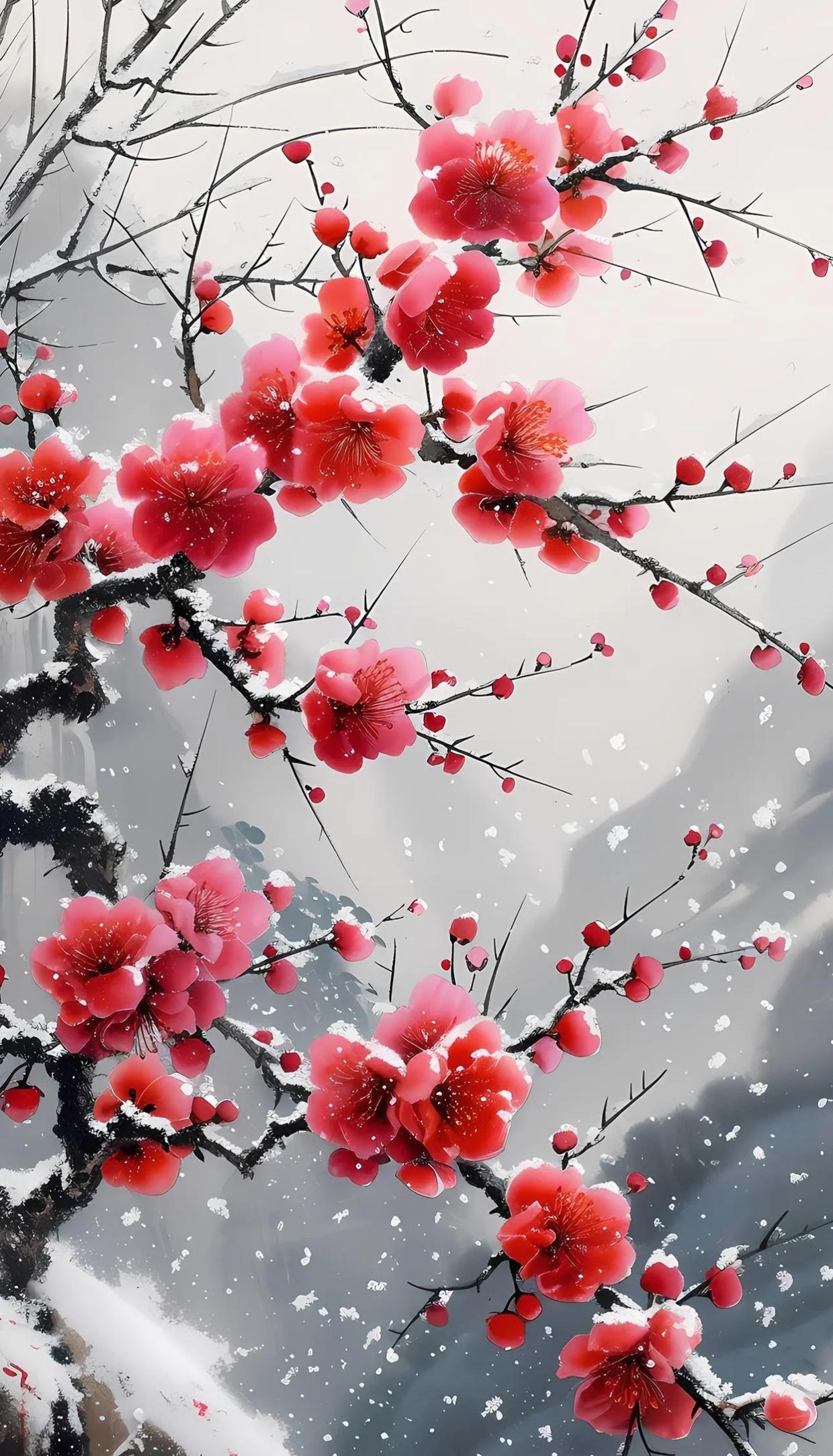 时光匆匆一媽红,红色梅花展神韵