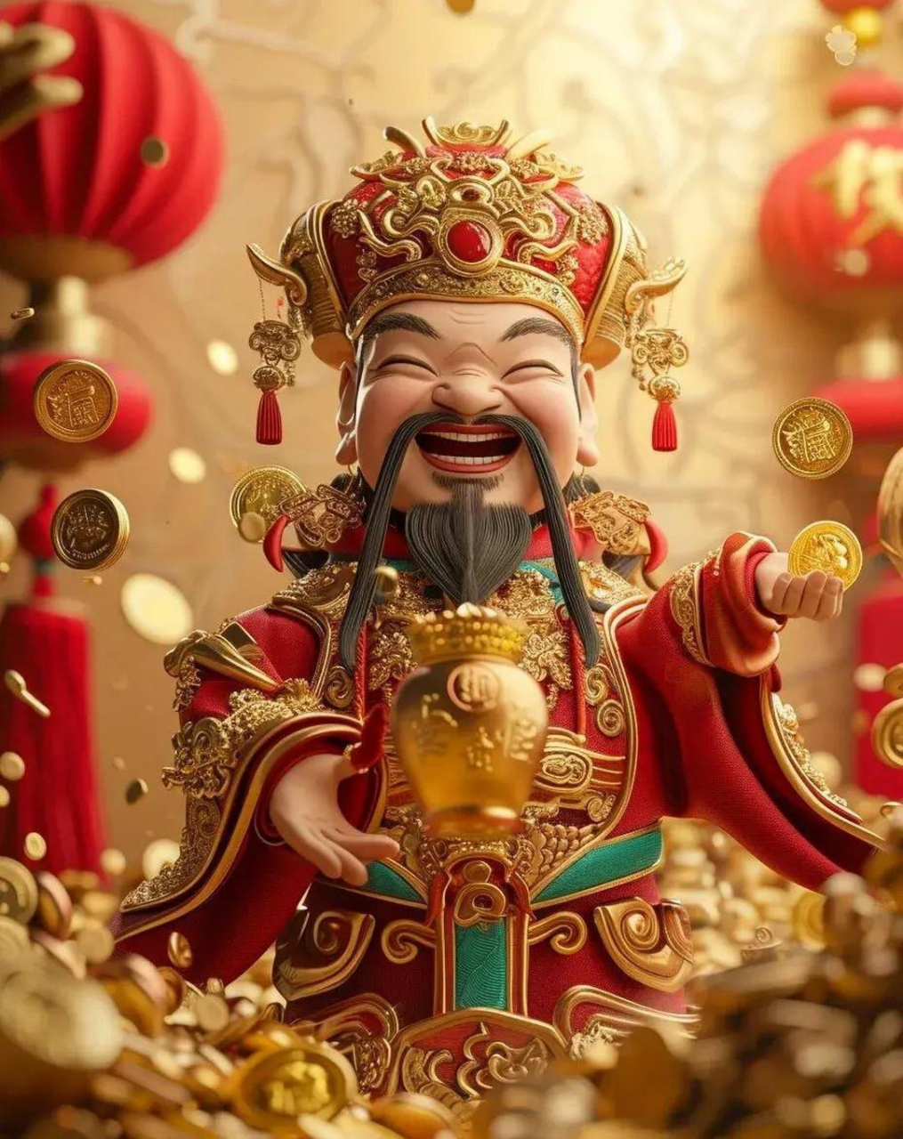 财神到•接财了 财神喜颜送财到,千家万户接福到.