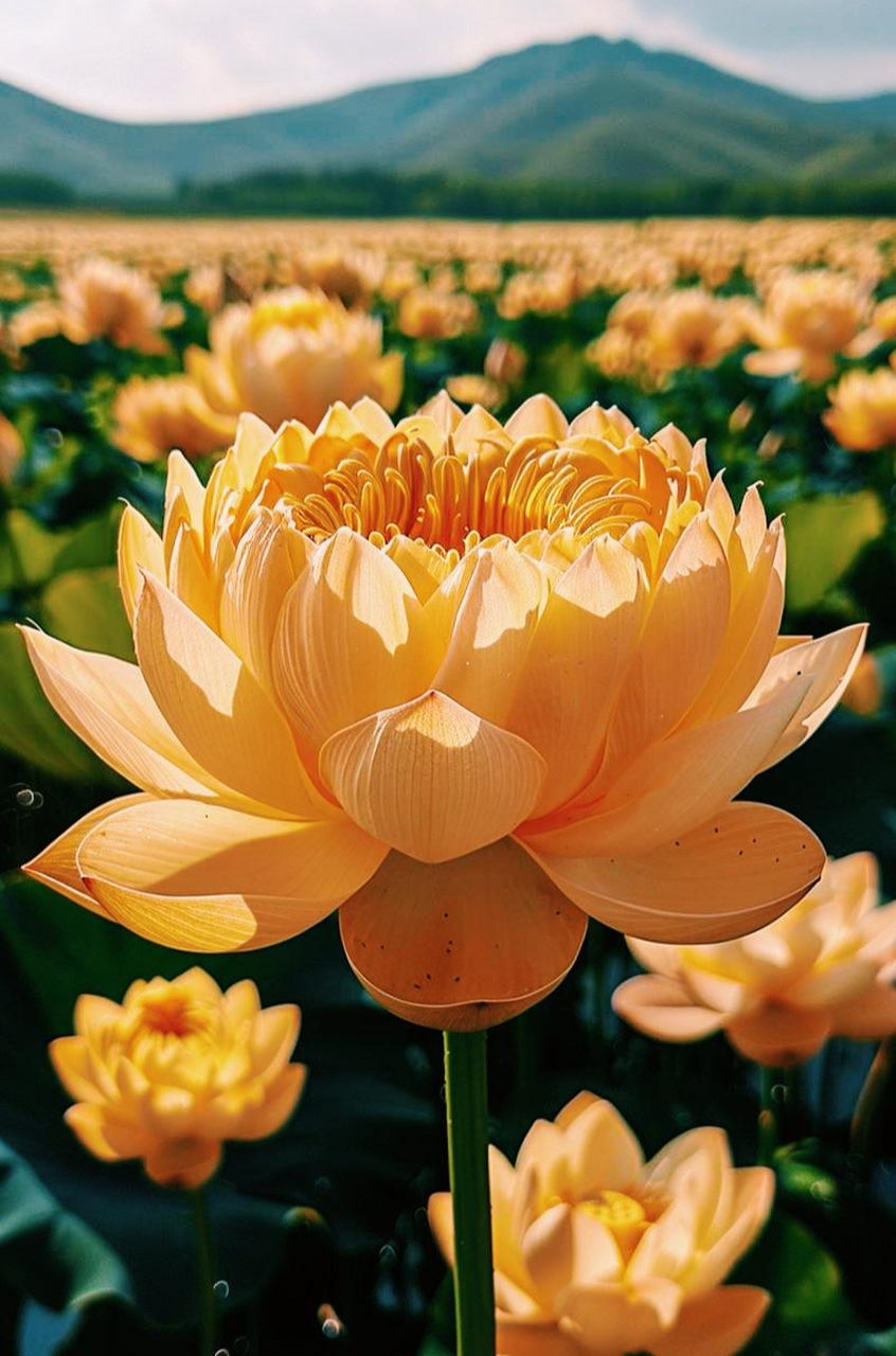 荷颜悦色61好运连连 黄荷花好运连连,财源滚滚财运来.