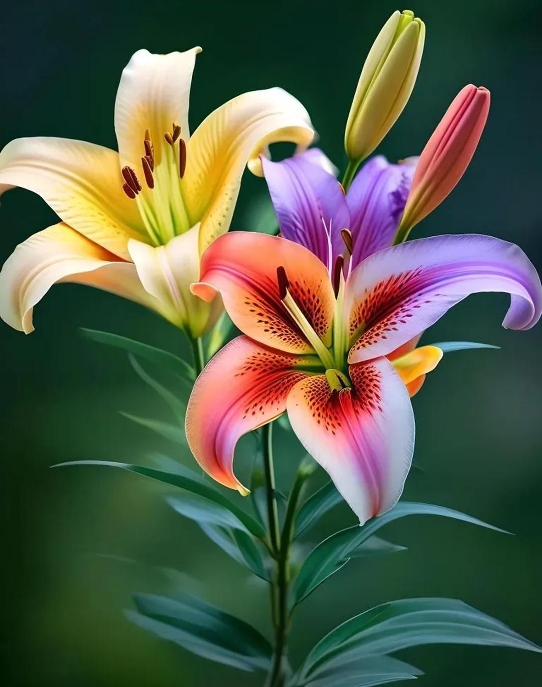 百年好合百合花海 百合娇艳具特色,紫红白装点神秘