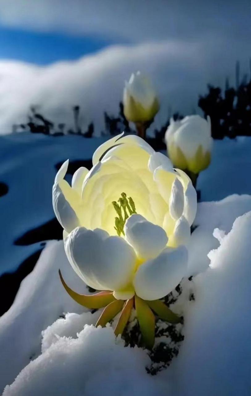 天山雪莲61珍贵 白雪崖上雪莲开,纯洁坚韧也孤傲.