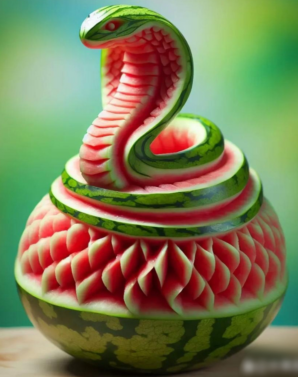 水果艺术•西瓜雕刻 巧妙创新是艺术,栩栩如生精美展.