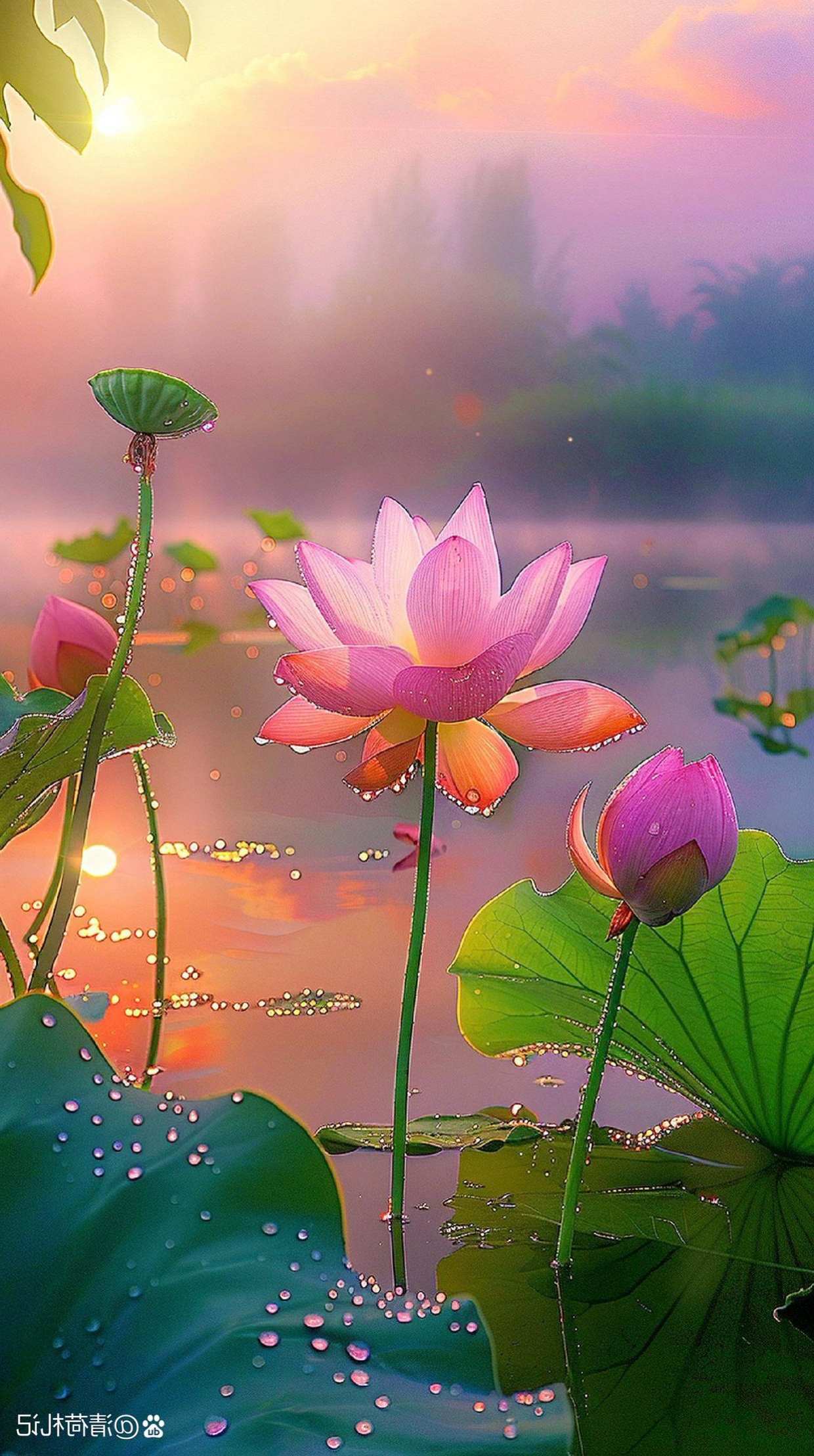 荷花仙子轻摇曳,一切美好全如意.