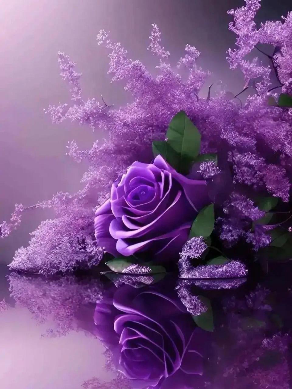 紫色玫瑰61紫气东来 紫色花朵映成趣,花朵鲜艳而生动