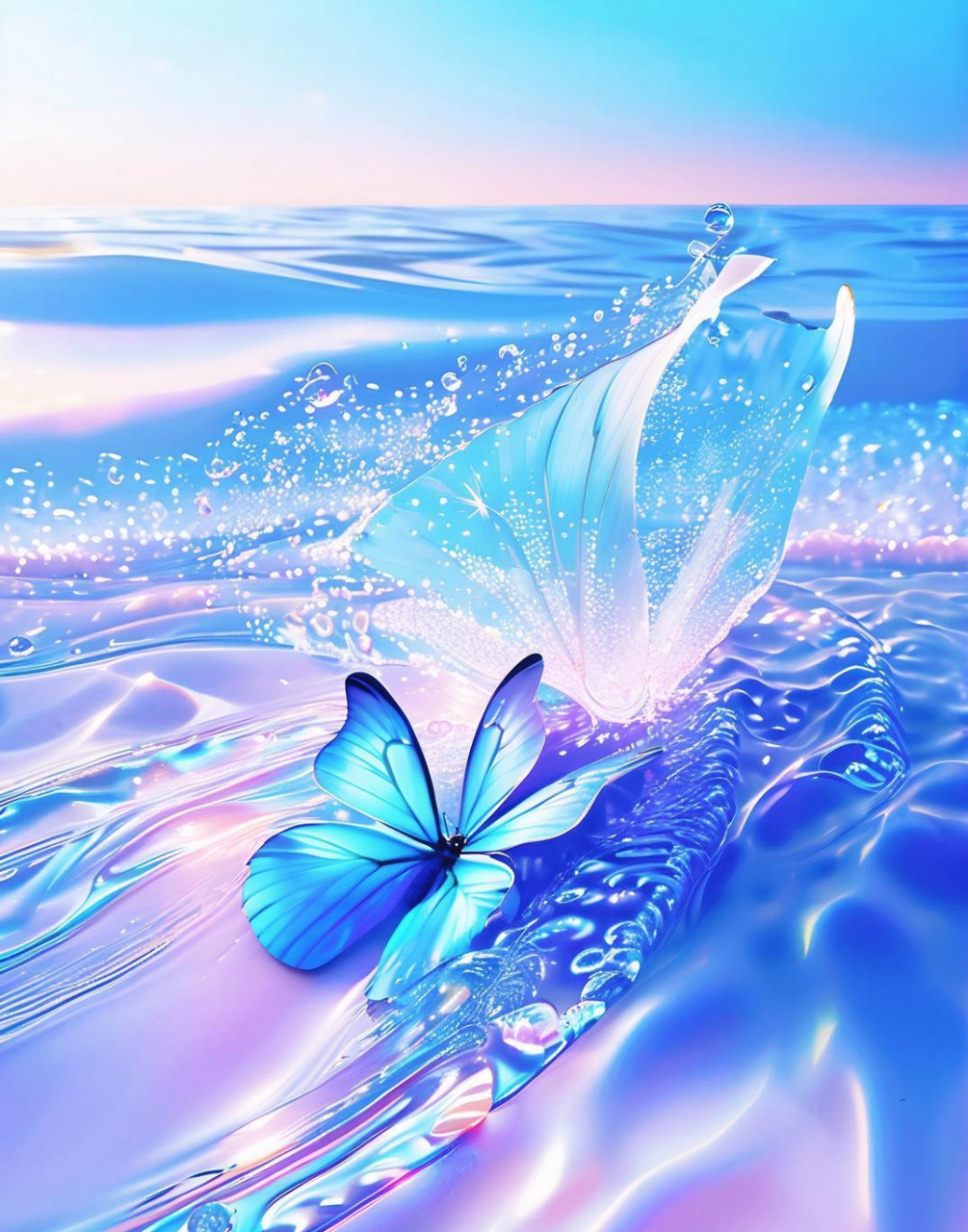 梦幻蓝蝶•翩翩飞舞 蓝色蝴蝶翩翩舞,翅膀斑点如繁星.