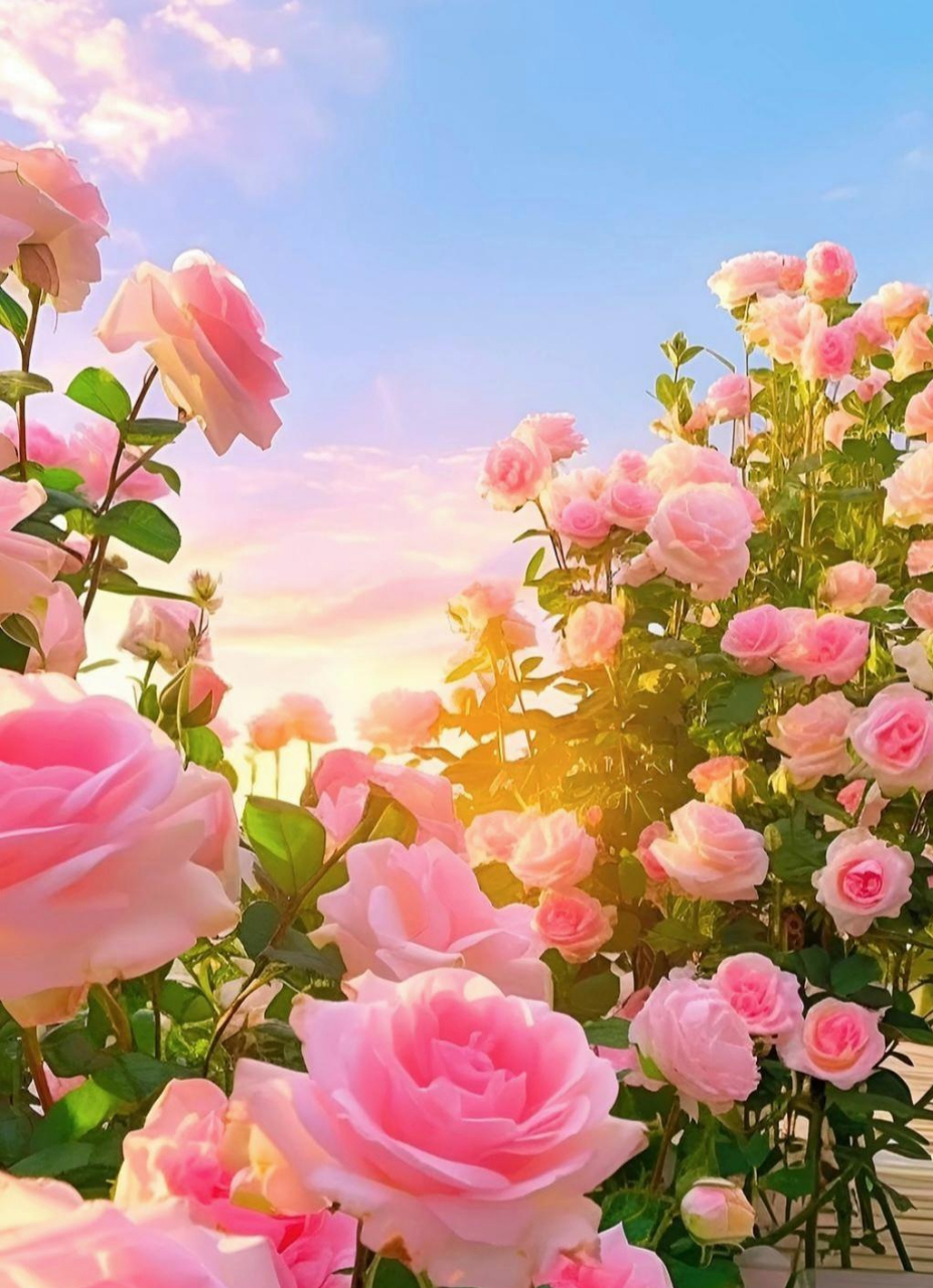 粉色玫瑰61浪漫梦境 阳光明媚我爱你,玫瑰花海似梦境.