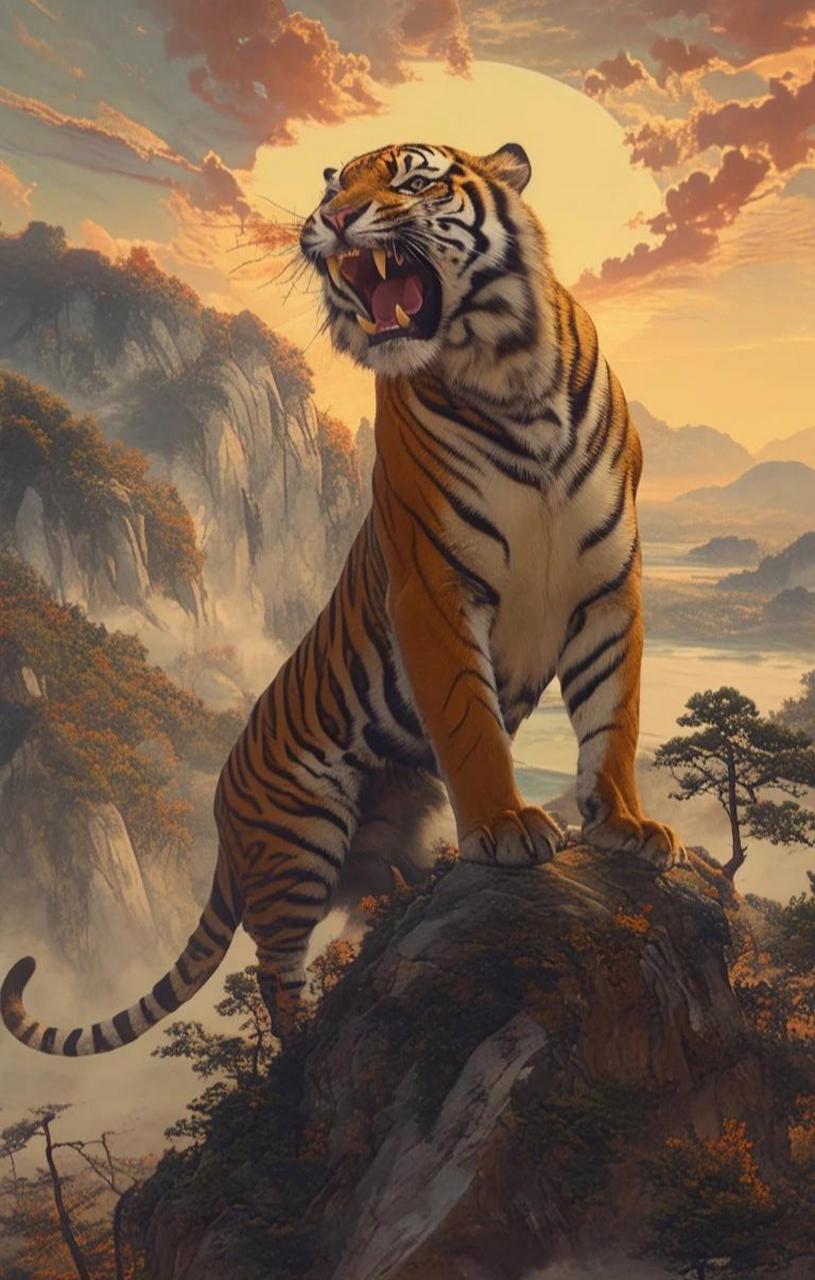 虎啸61虎虎生威 山巅猛虎森林王,虎啸生风中国旺.