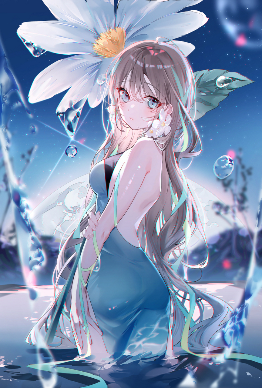 月光下的花之妖精#二次元美图#  画师:美和野らぐ pixiv:109779122