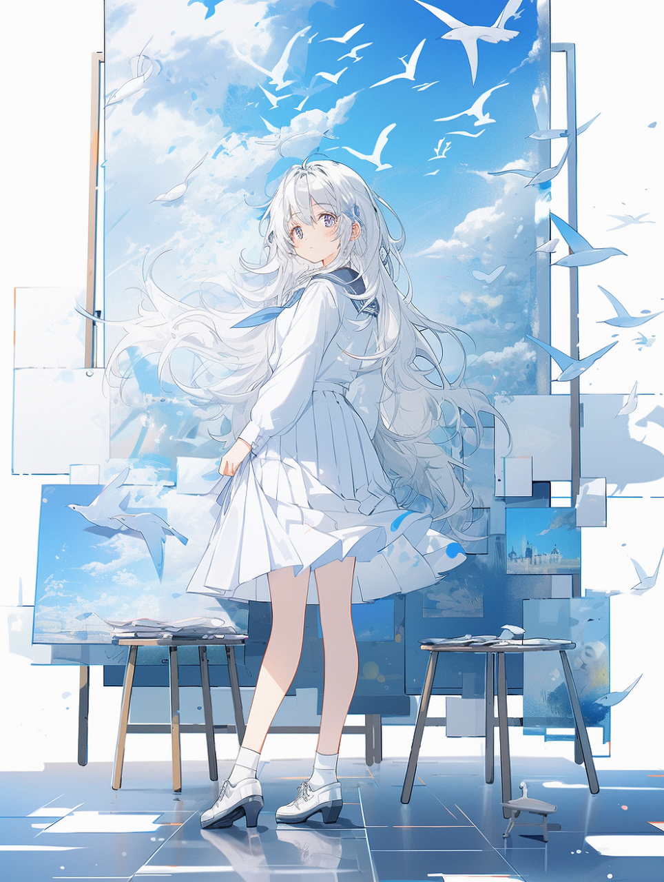 水手服少女#二次元美图#  作者:琉璃色的星空 pixiv:108539003