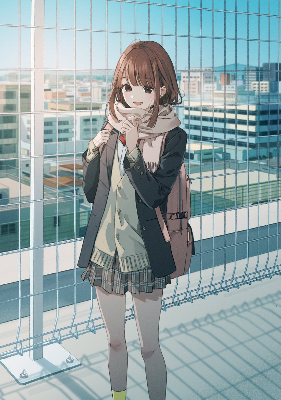 屋上にて#二次元美图#  画师:35s_00