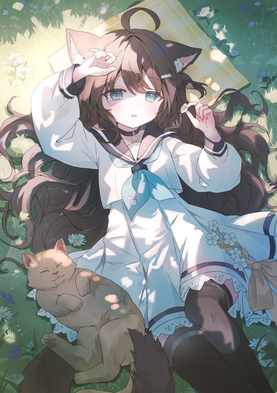 午睡后依旧慵懒的猫猫#二次元美图#  画师:hoban_spi