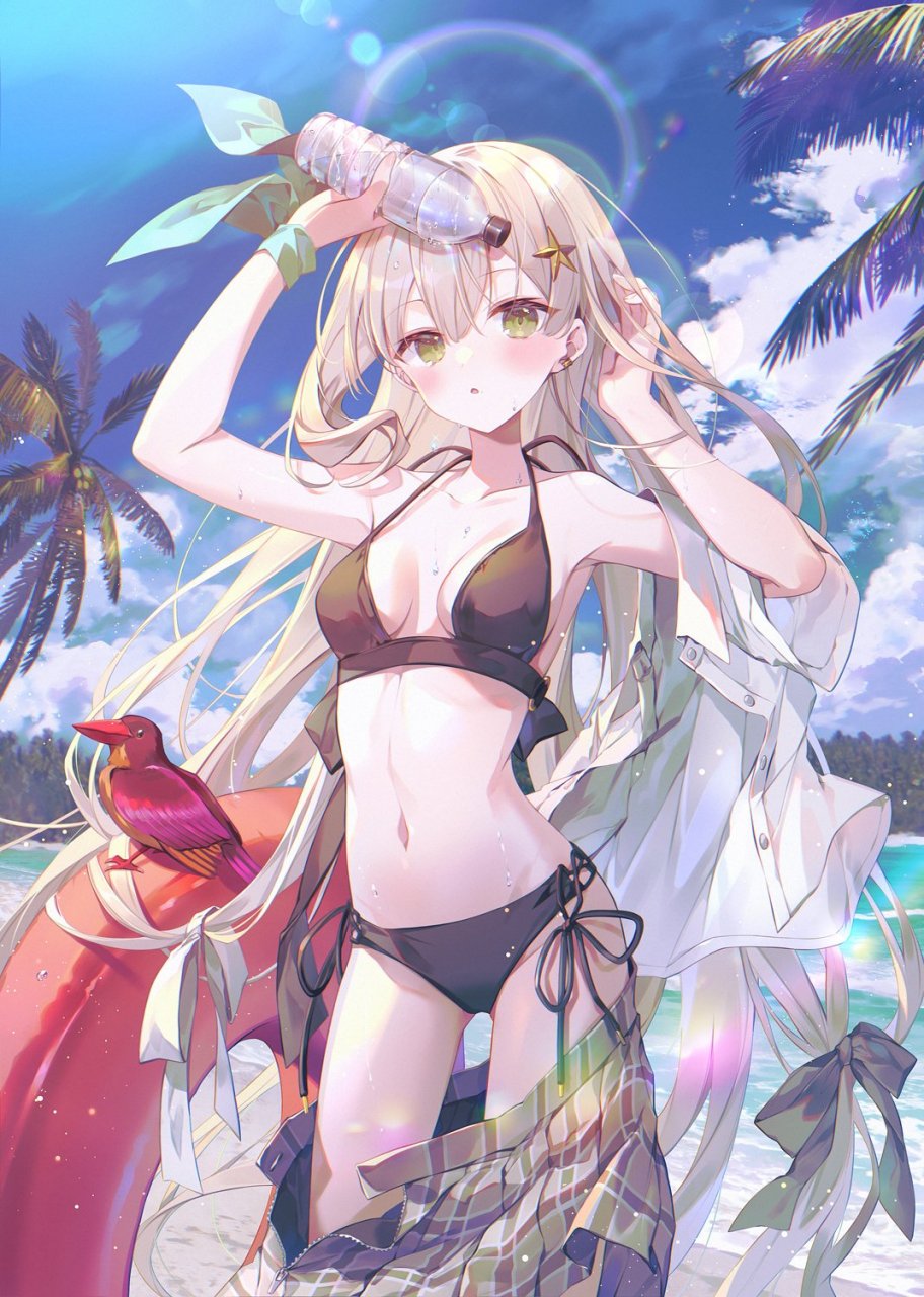 沙滩和少女#二次元美图#  画师:nimono