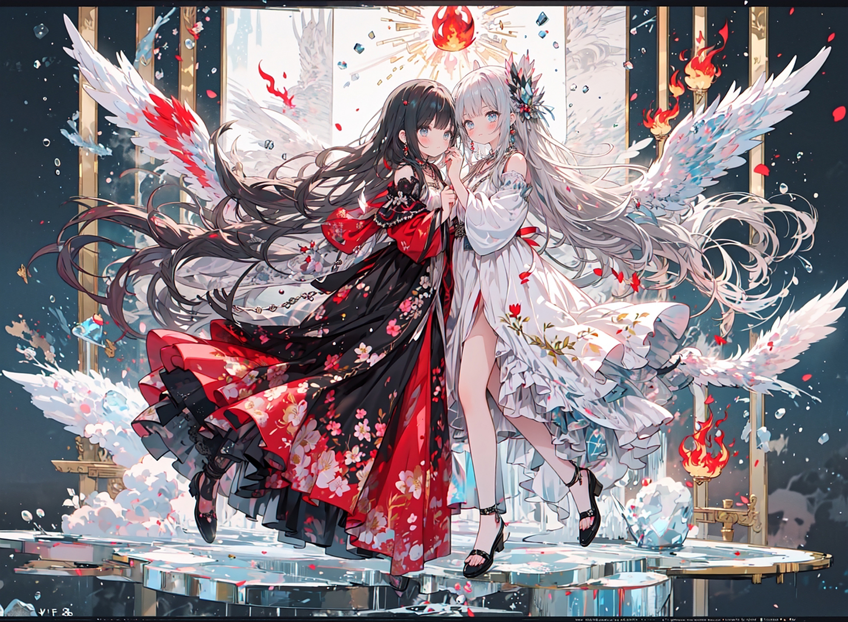 黑白天使#二次元美图#  作者:スモモ pixiv:109641604