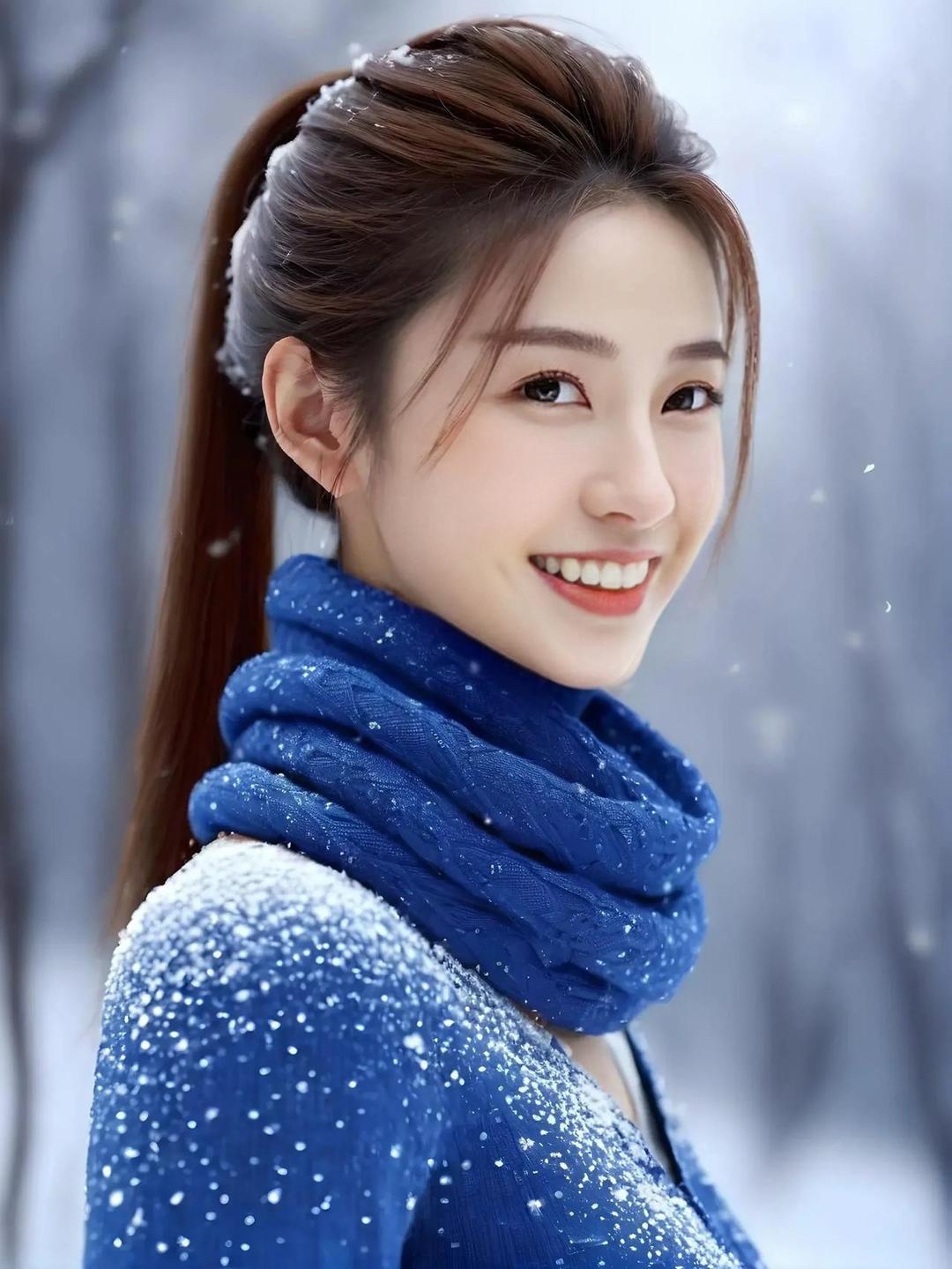 赞美雪中的美女图片