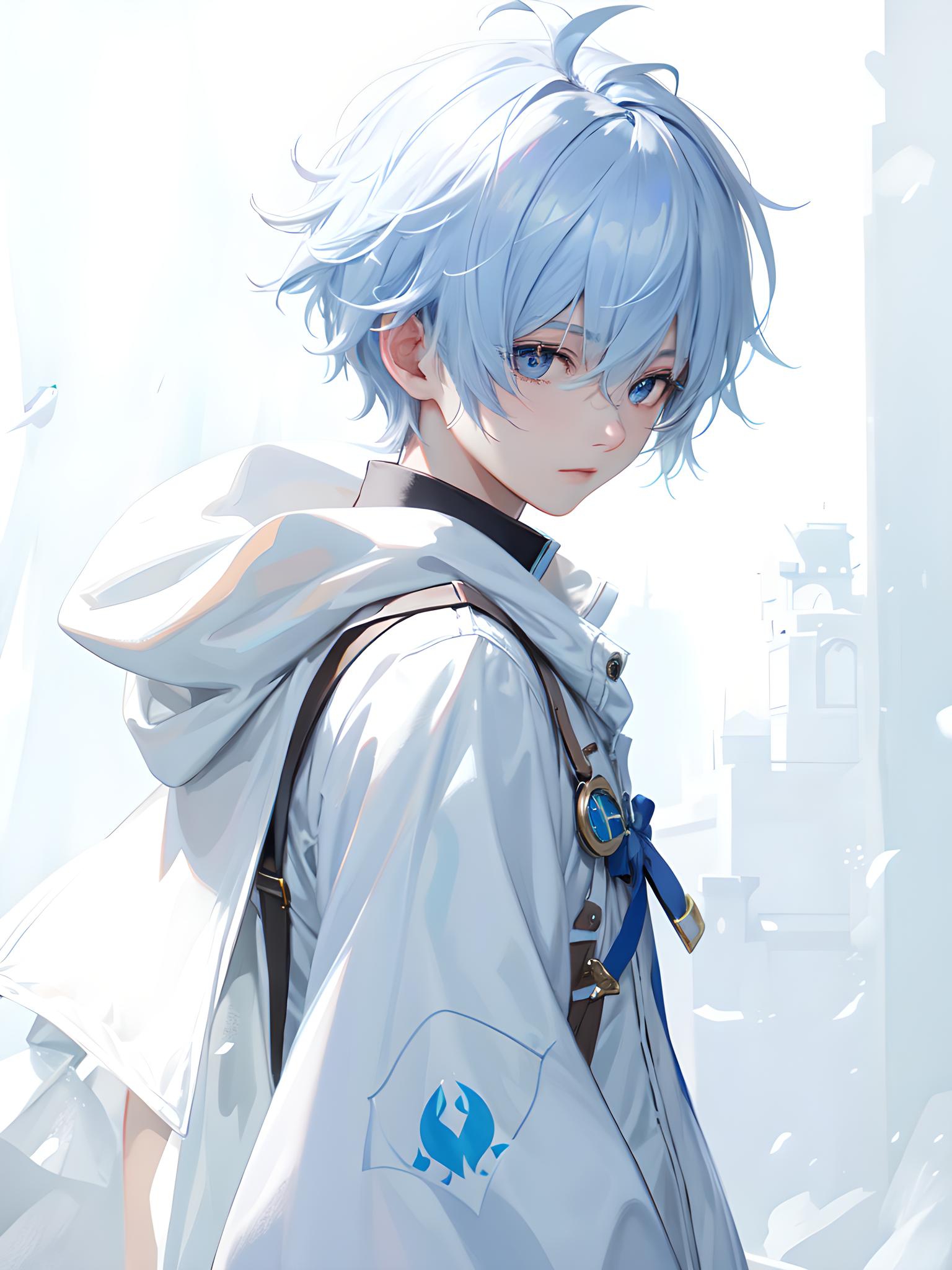 💙清新蓝发少年,水元素中的帅气存在💧