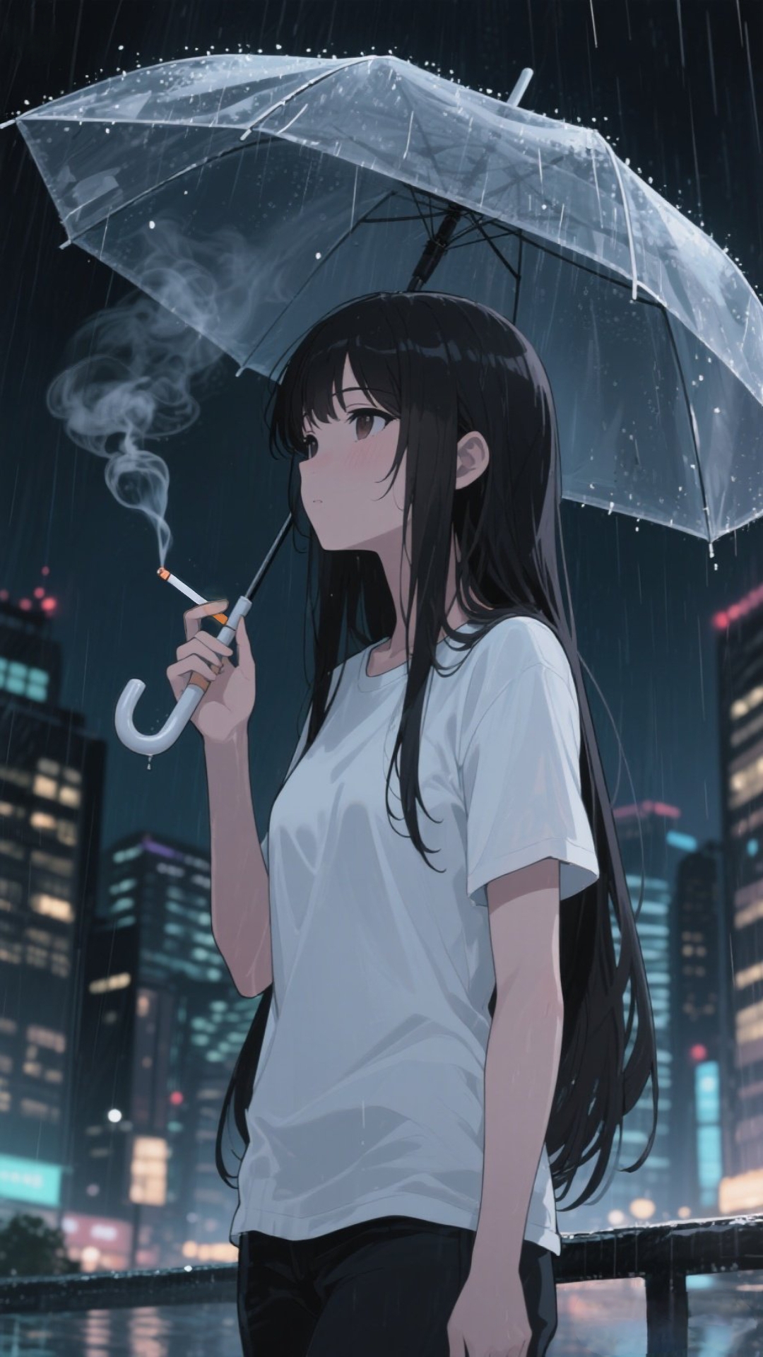 《二次元壁纸》小姐姐抽烟7滴烟子流