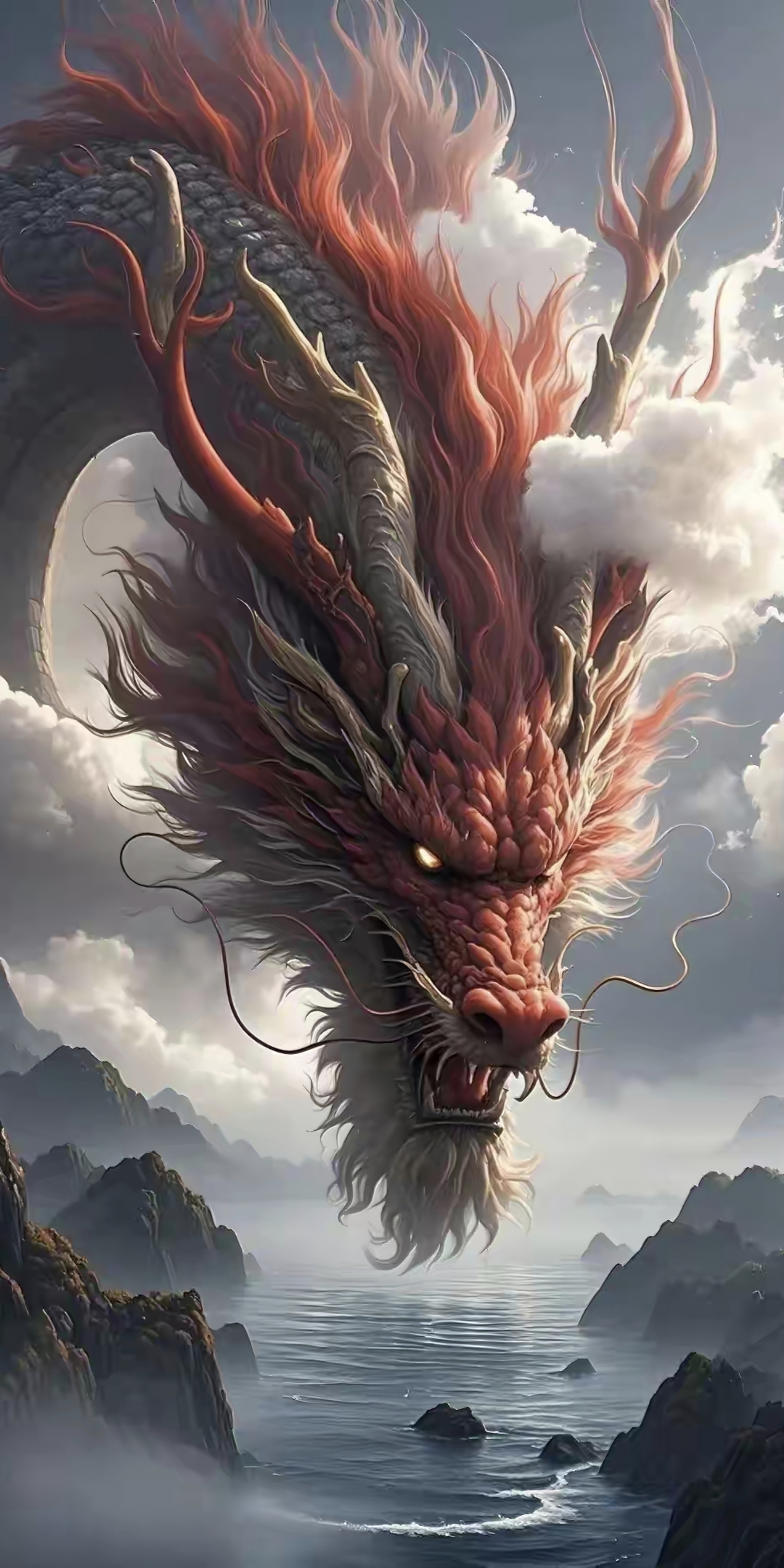 手机壁纸|高清神龙图分享 哇!这金色的龙好酷炫,好像真能活过来一样!