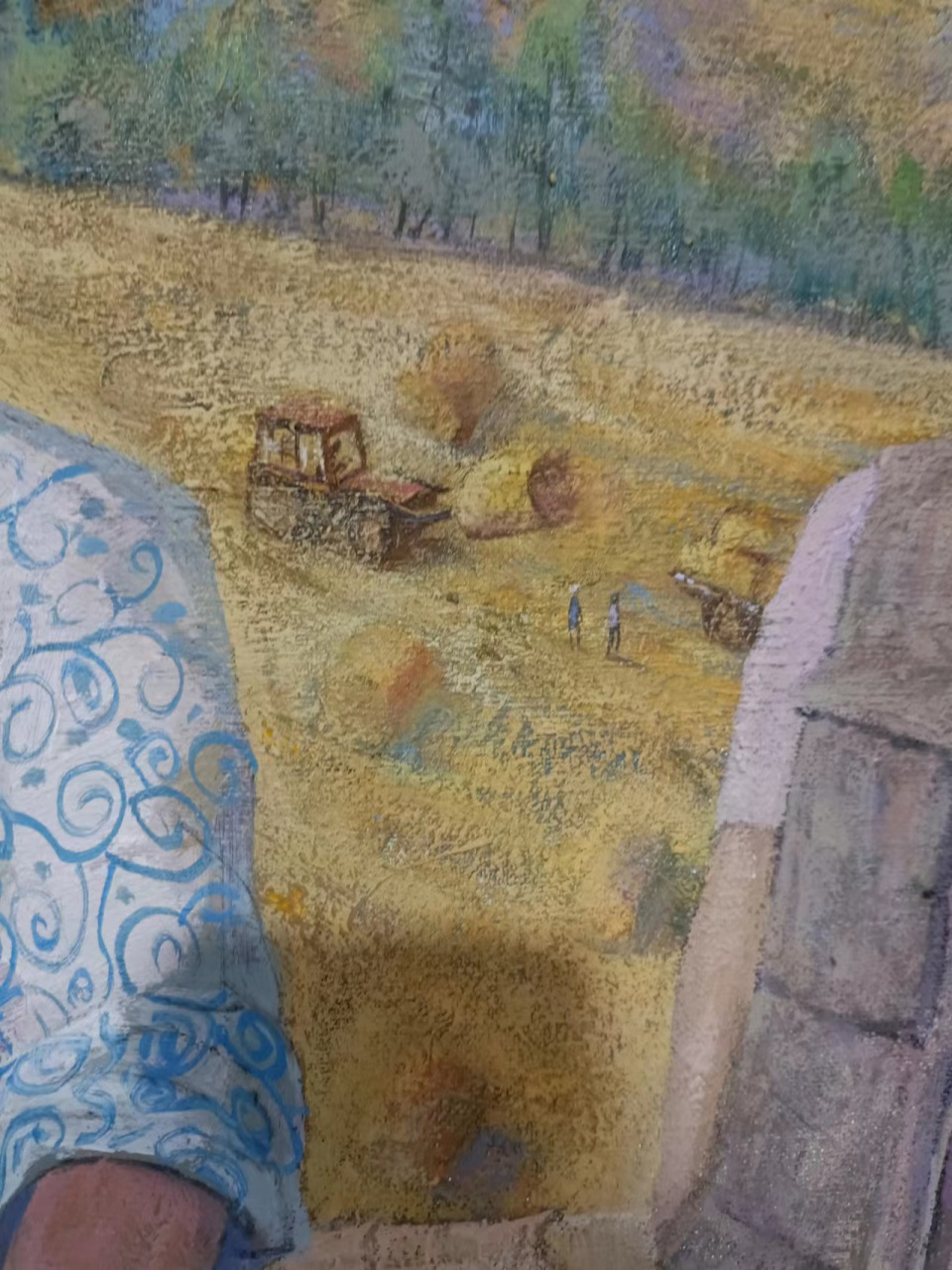 《田园61麦收》规格:150ⅹ150cm;画种:油画;材料:亚麻布,温莎牛顿