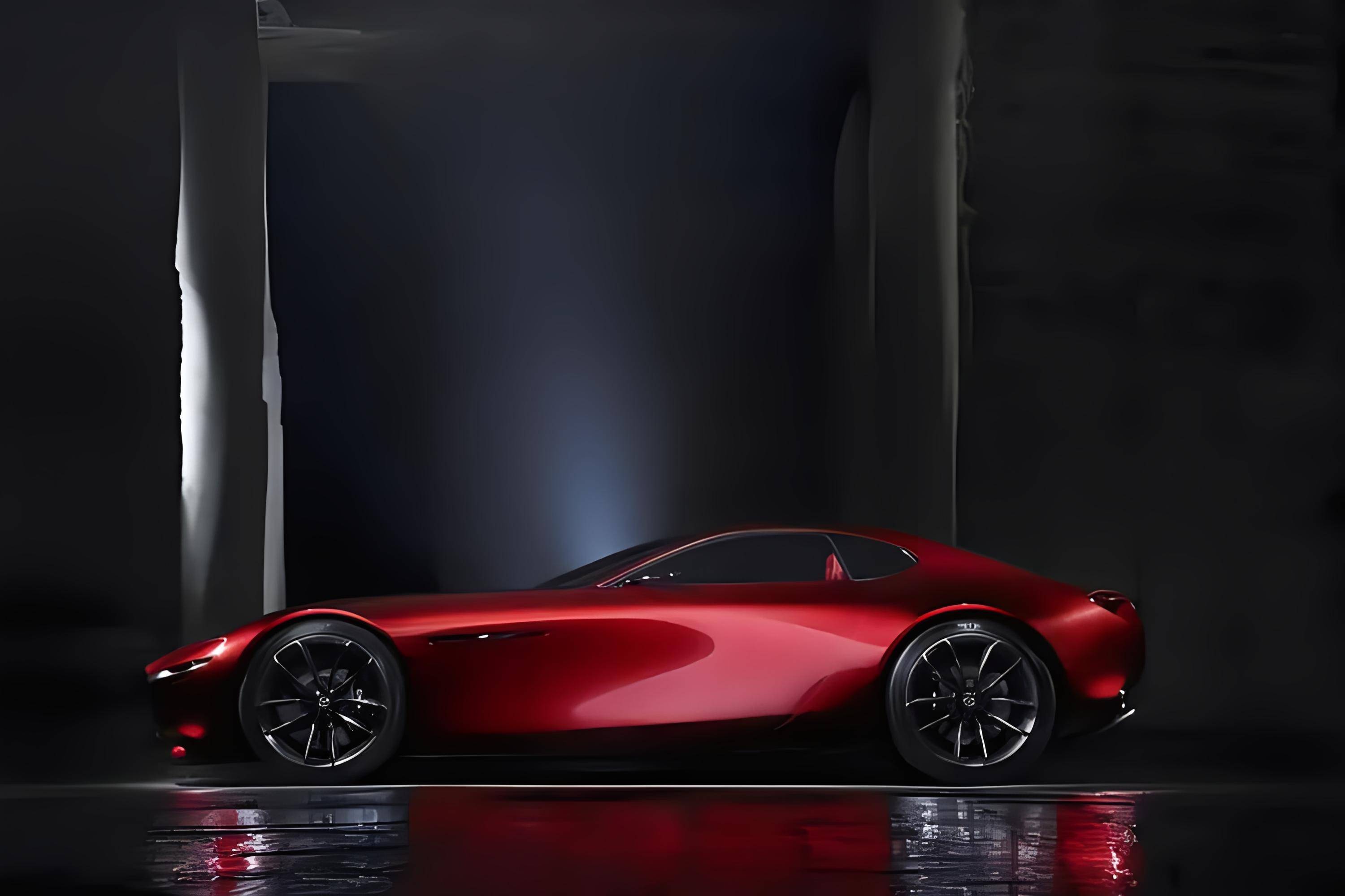 超炫酷的红色马自达概念车,未来感十足!