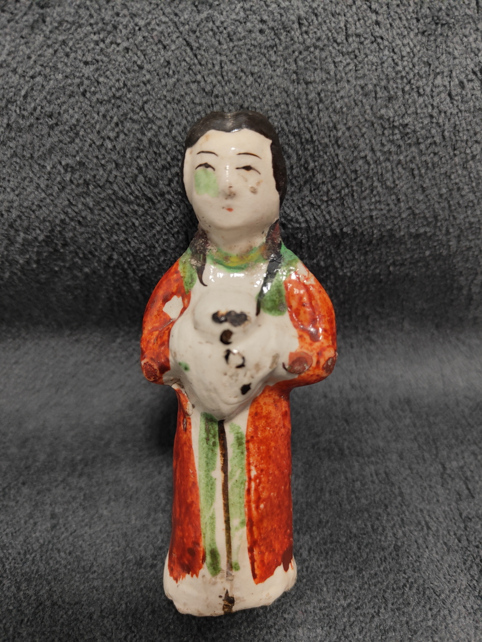 金代磁州窑红绿彩仕女俑