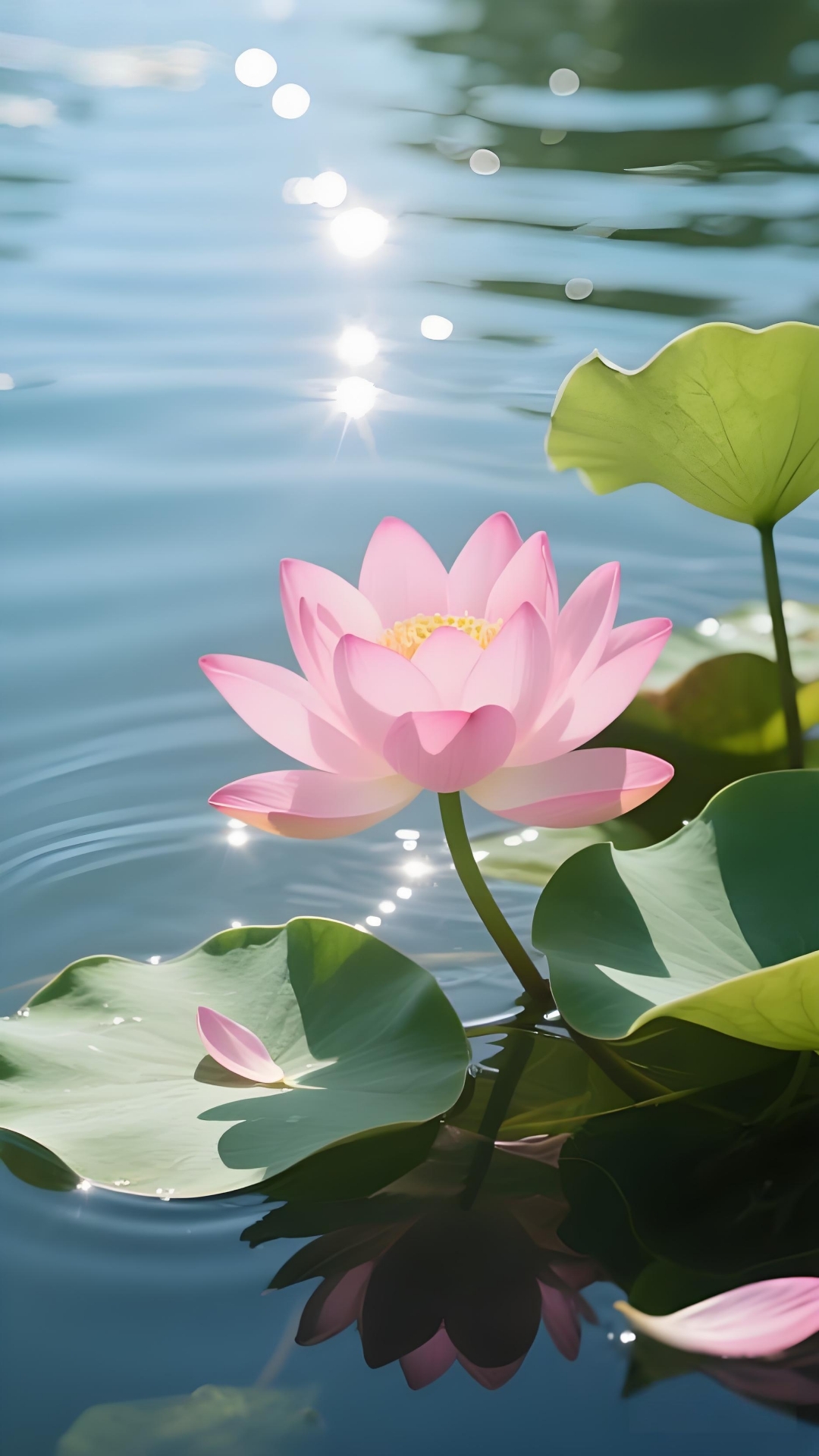 头像背景图分享:,这朵粉嫩的荷花在阳光下闪闪发光,好像在对着屏幕前