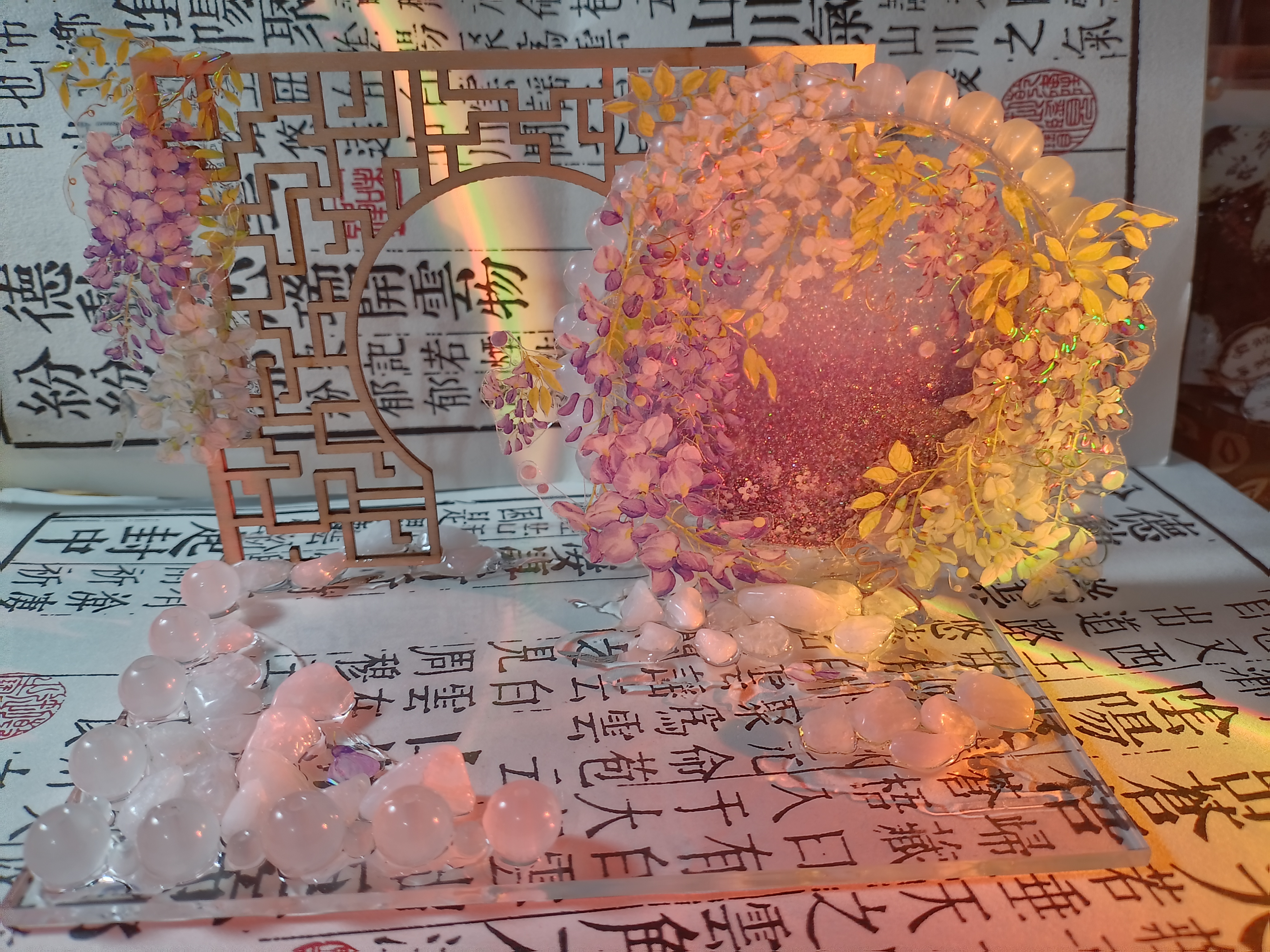 紫藤花开花落花满天 紫藤流沙造景吧唧拖,实物超级美 紫藤花语沉迷的