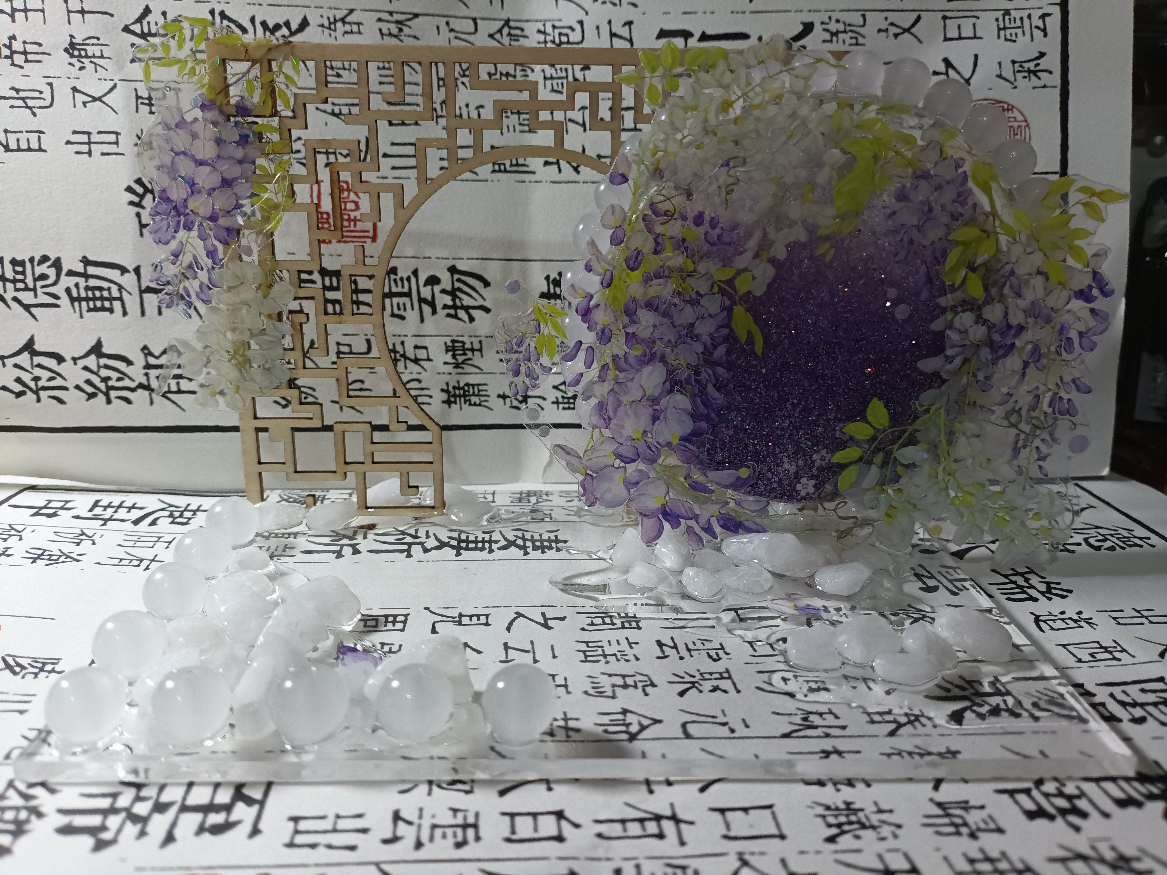 紫藤花开花落花满天 紫藤流沙造景吧唧拖,实物超级美 紫藤花语沉迷的