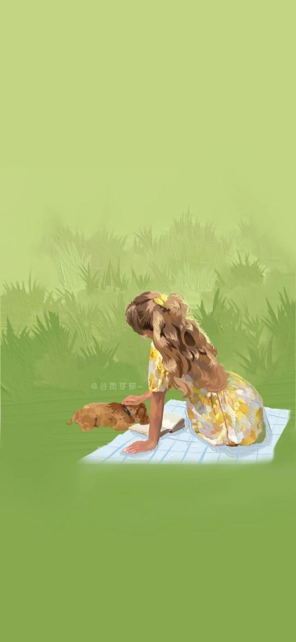 超治愈的绿色系壁纸#插画# #壁纸