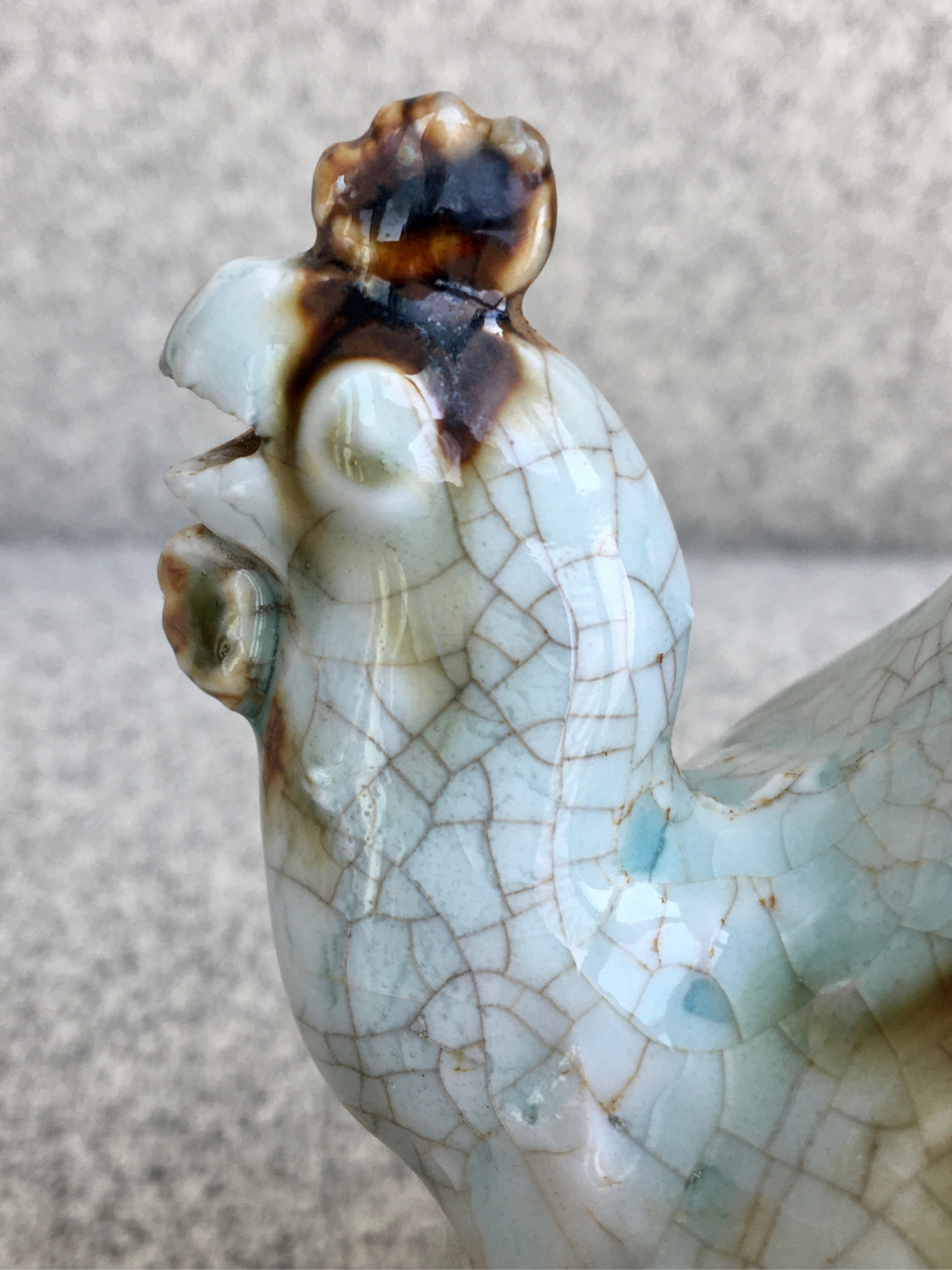 宋代湖田窑影青点褐彩鸡首壶