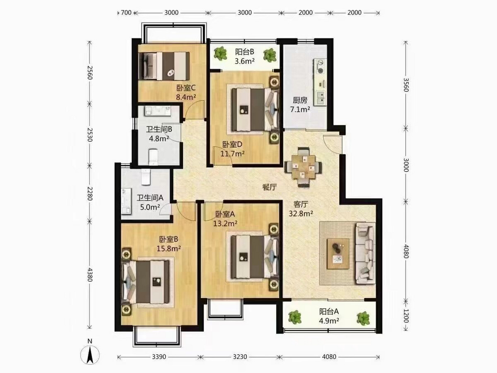 新江湾城  建发珑庭二期 建面:148平米 户型:4-2-2 总价:1680万 满