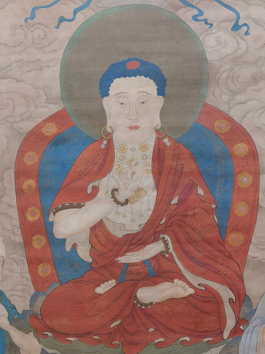 吴道子,精品绢本:释迦牟尼佛104x174厘米#古画