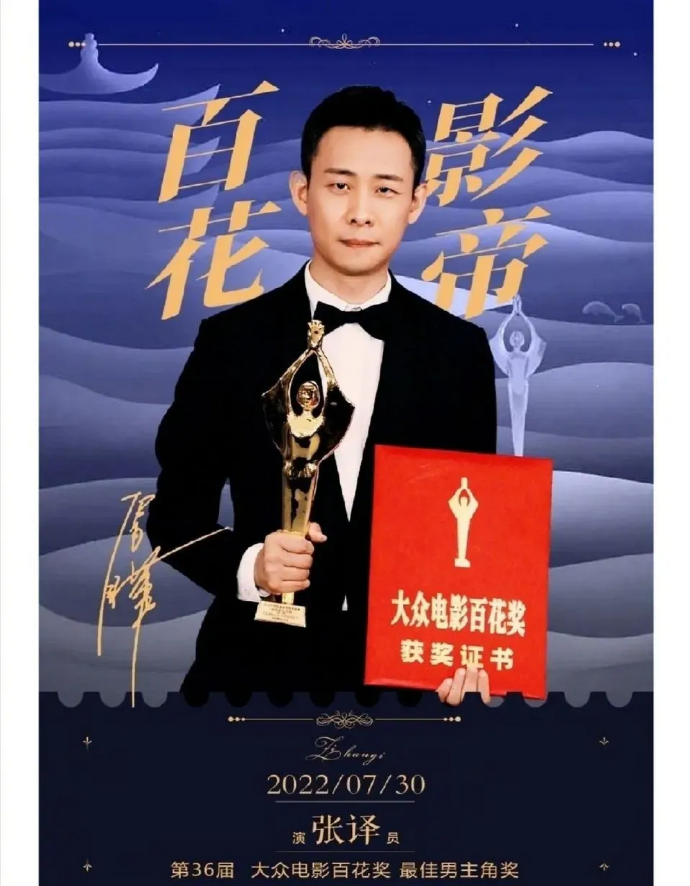 张译获华表奖影帝,继李雪健,葛优,黄晓明后,他从此也收获了演艺生涯大