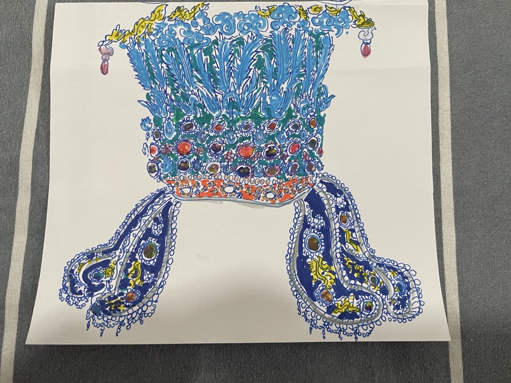 手绘凤冠图#传统文化