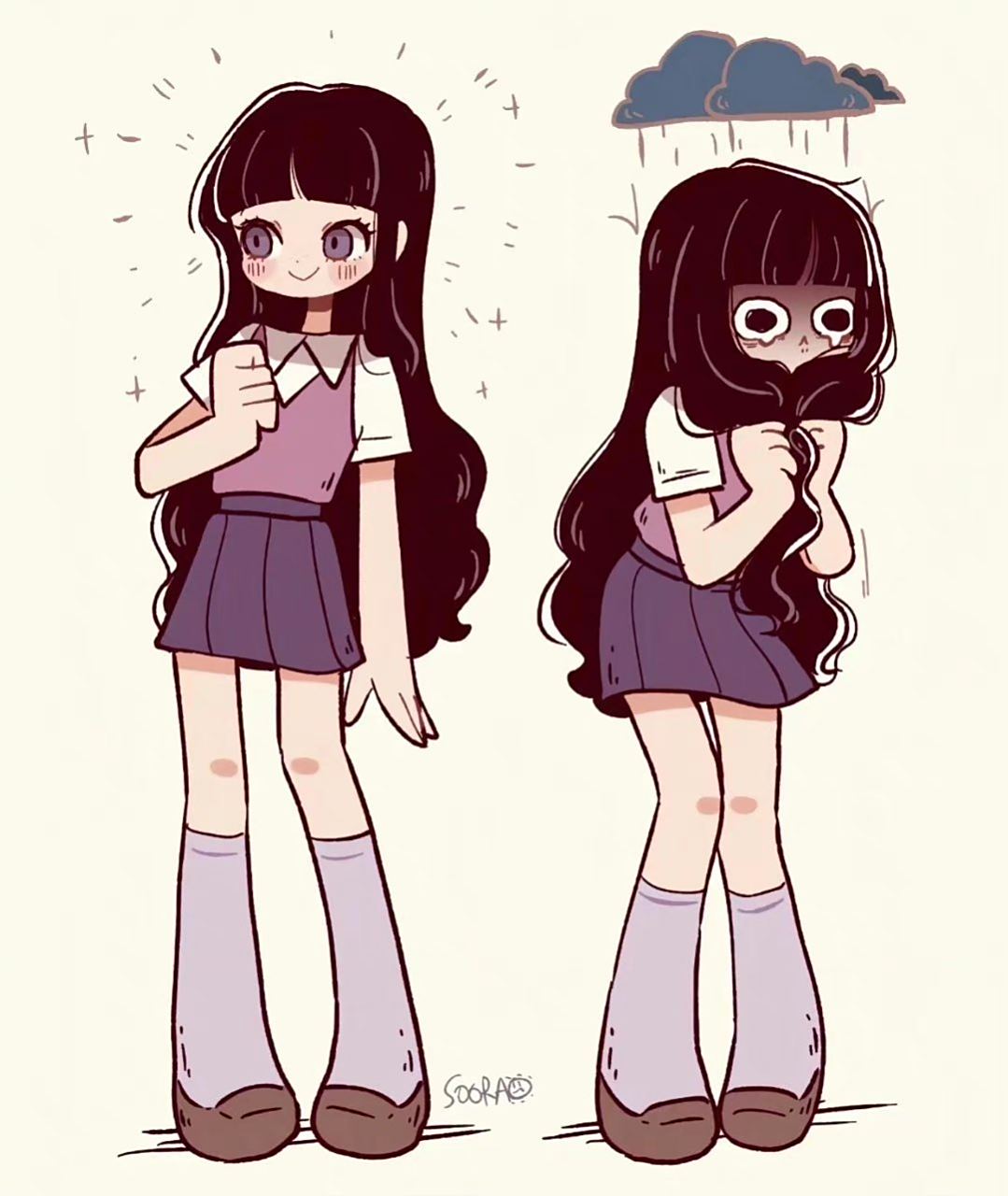 插画分享|可爱的萝卜腿小姐 插画师:soora 676767