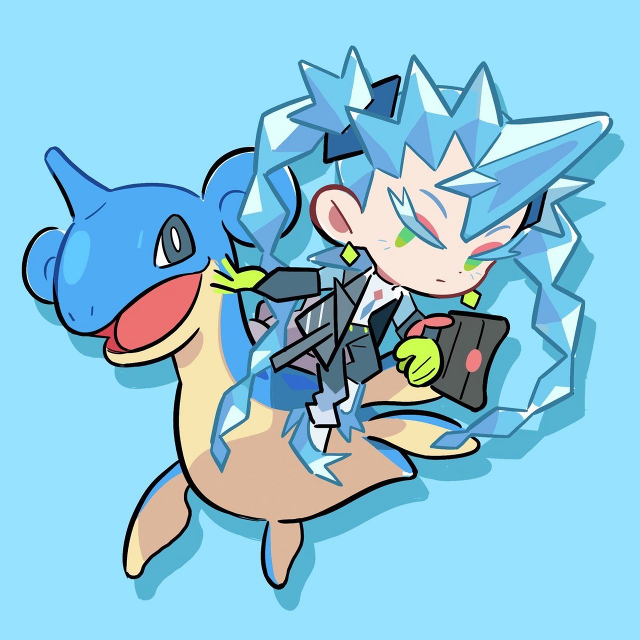 初音未来 x 宝可梦 联动企划插图 q版 同人绘  via.