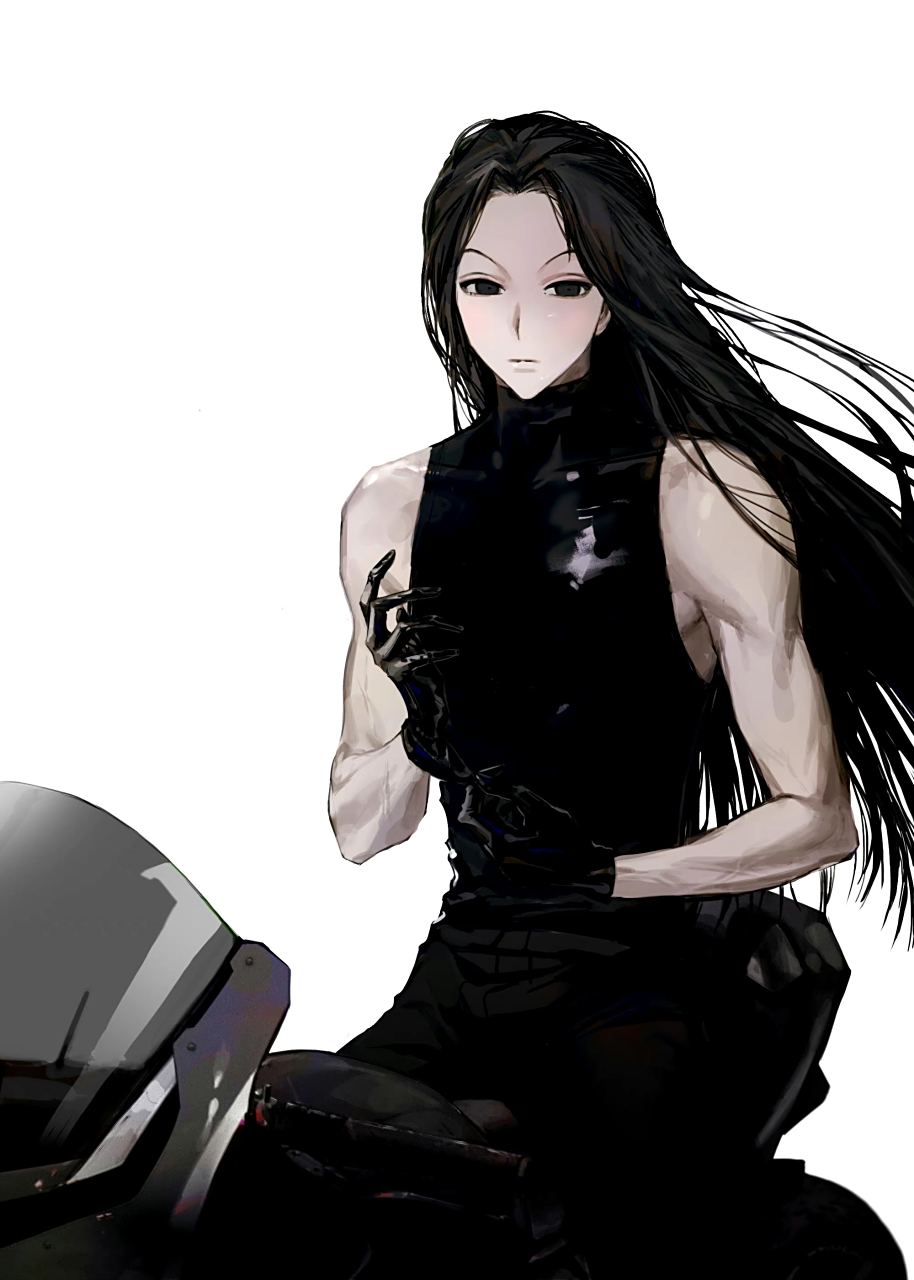 全职猎人##伊尔迷#  露肩紧身衣 重型摩托的长发美人,真的是xp爆炸