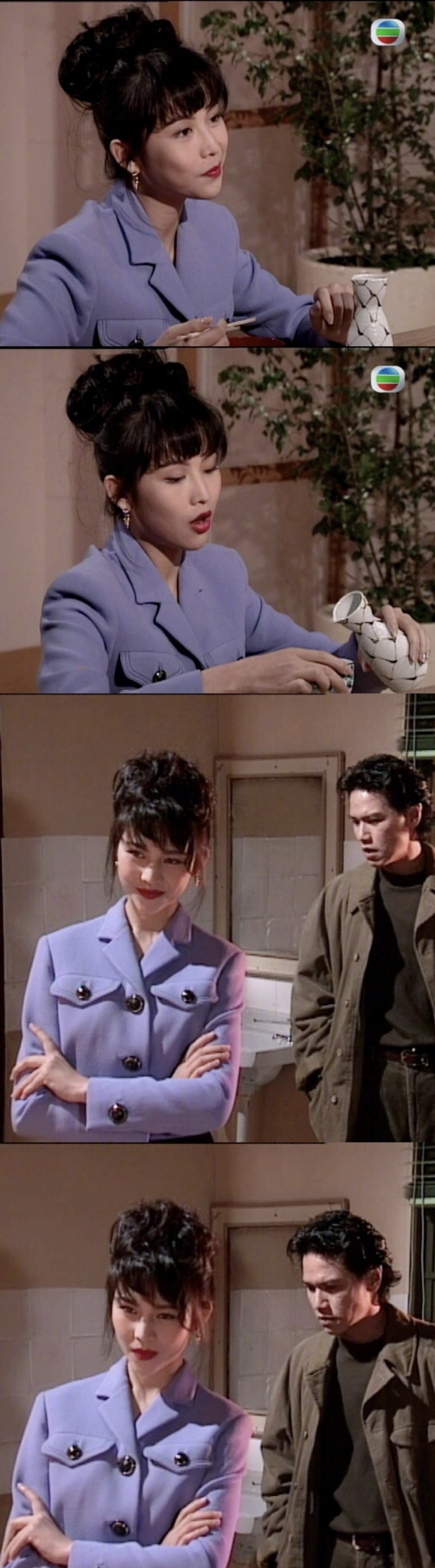 1993年家庭伦理剧《天伦》中蔡少芬的妆发穿搭,真的很好看,估计今年又