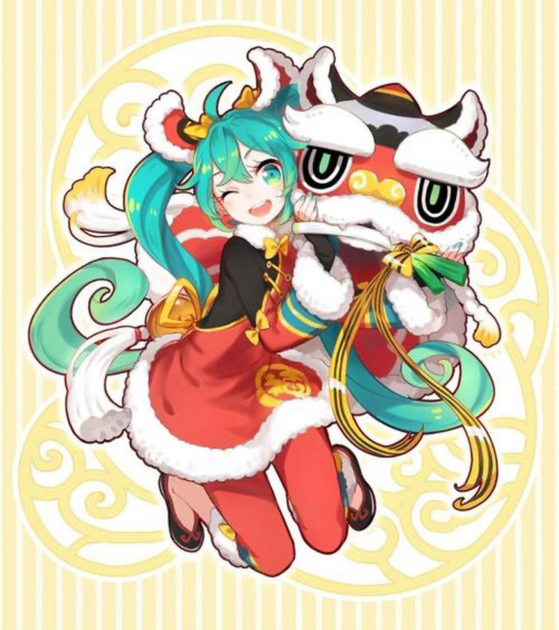 2021年,祝小伙伴们元旦快乐 新年系列的初音呀[舞狮]